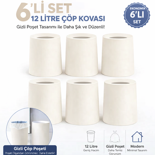 6 Adet Void Hotel Ve Ofis Tipi Sihirli Iç Kovalı Ev Mutfak Banyo Çöp Kovası | Çöp Poşeti Gözükmez
