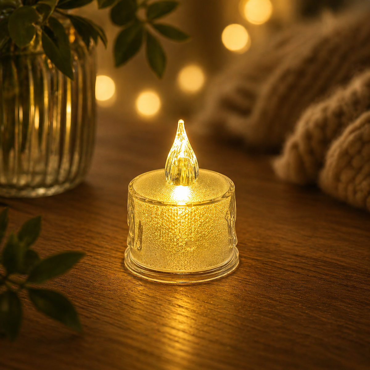 LED 2 Adet Dekoratif Mum Sarı Işık – Alev Efektli Tealight Gece Lambası