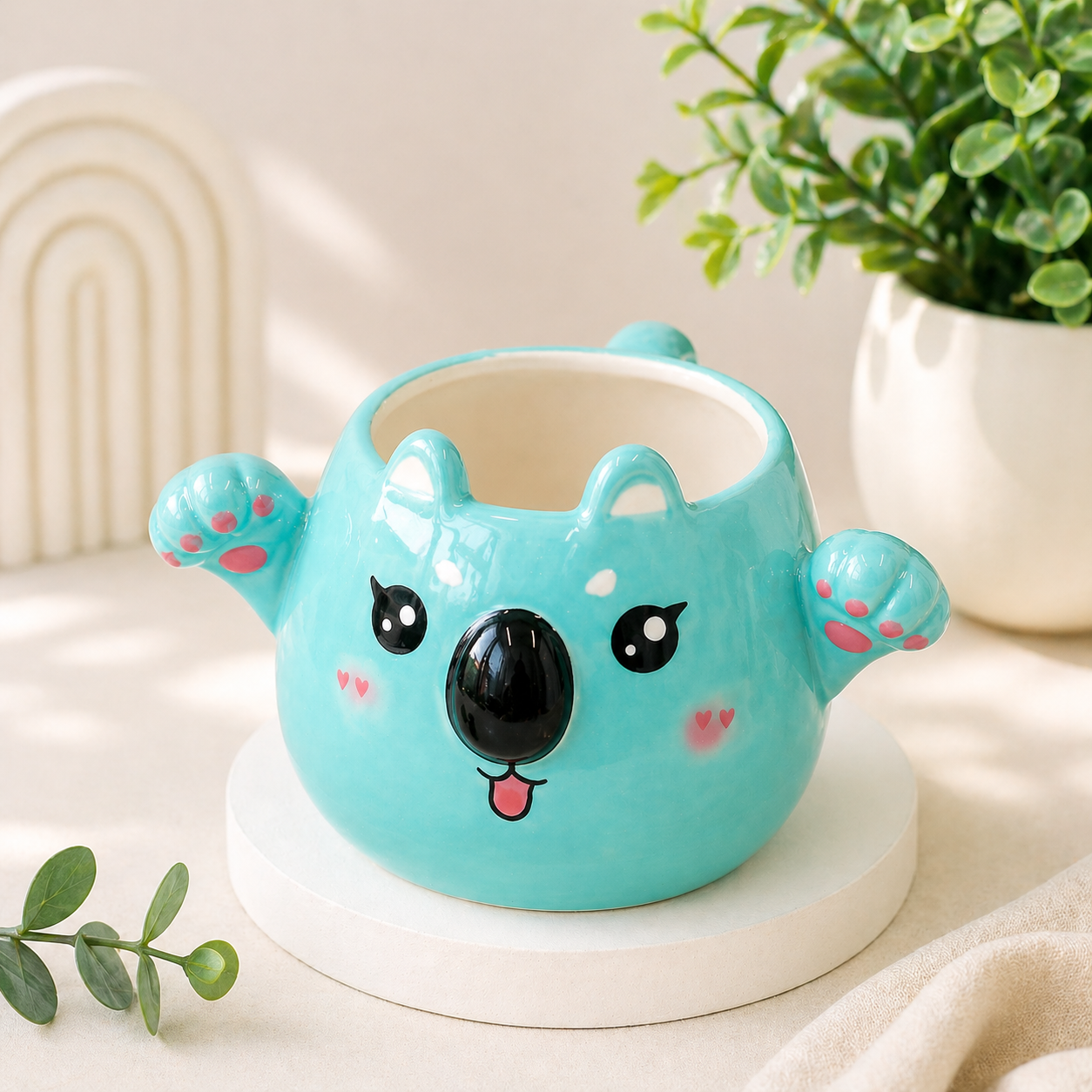 3D Hayvan Figürlü Seramik Kupa Bardak 400 ml