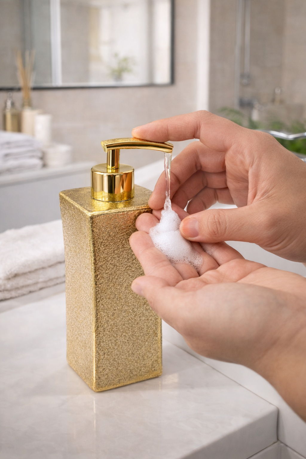 VELORA Gold Dekoratif Sıvı Sabunluk – Modern Mutfak & Banyo Aksesuarı