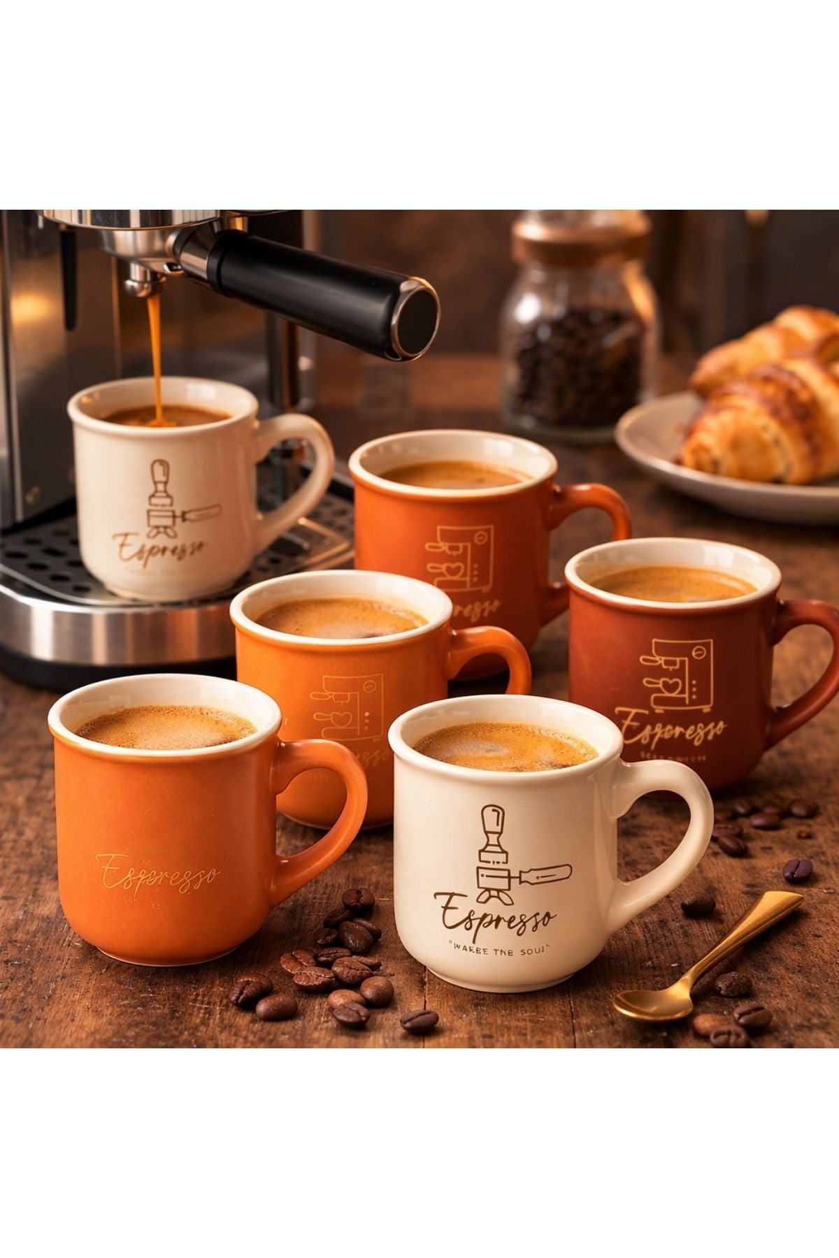 Özel Tasarım 6 Parça Espresso Bardak Seti - Toprak Tonları Kahve Fincanı