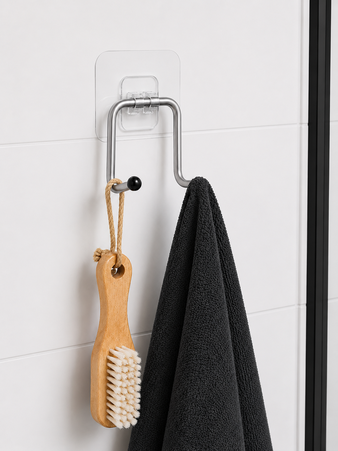 Yapışkanlı 1 Adet Çift Kancalı Banyo Mutfak Askısı Krom Askılık Duvar Askı Organizer