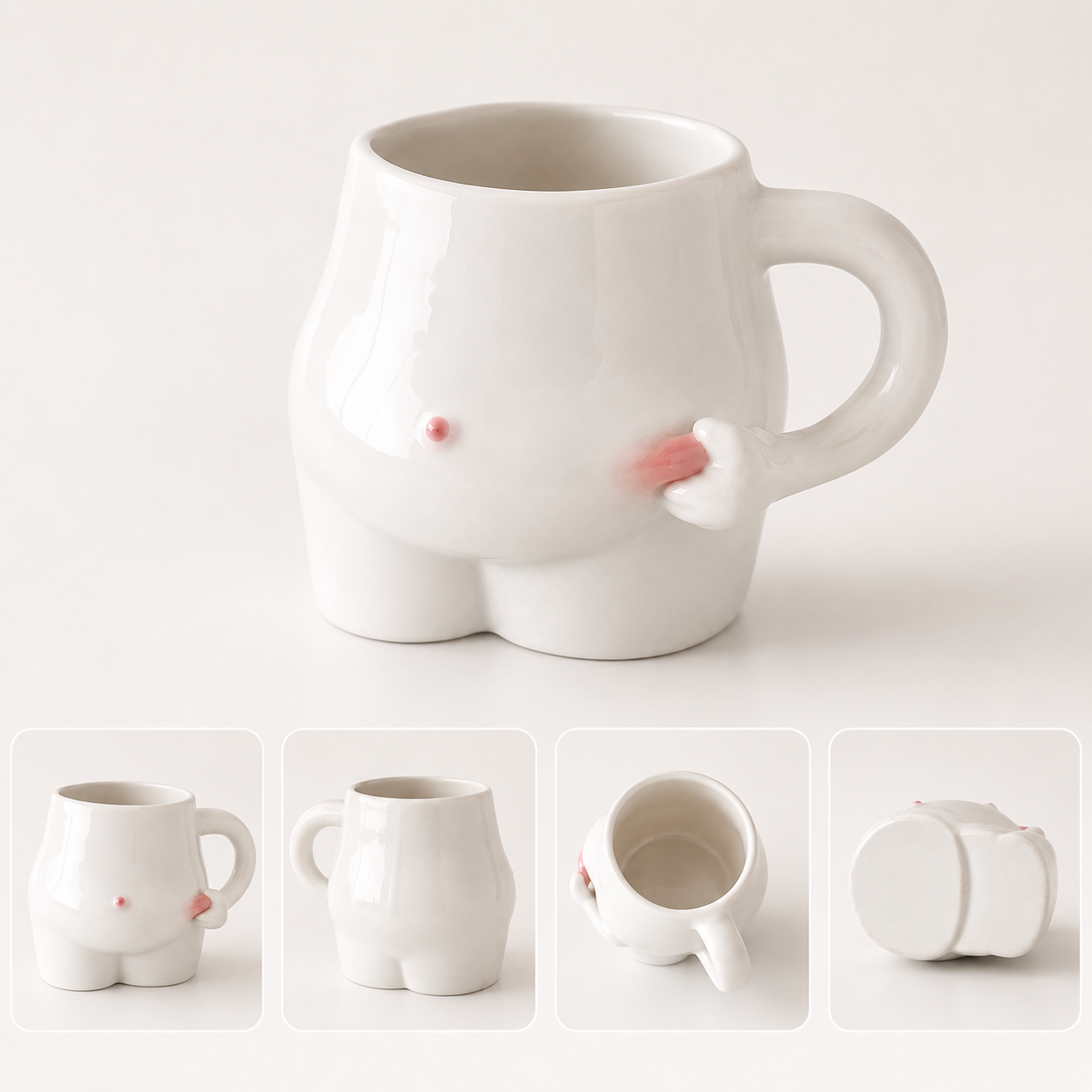 El Yapımı Seramik Göbekli Şişman Obez Tasarım Handmade Mug Kupa Fincan Tasarım Mug Kupa