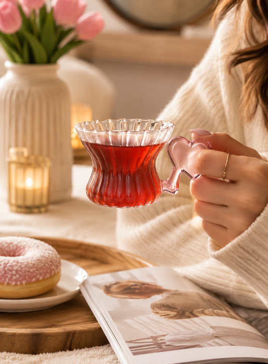 1 Adet 180 ML Kalpli Cam Kahve Fincanı –  Kulplu Cam Bardak