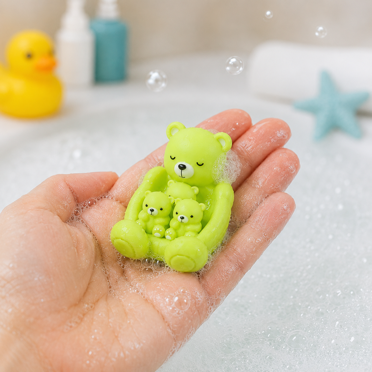Bebek Banyo Oyuncağı Anne Ayı ve 3 Yavru Ayı Su Oyuncağı