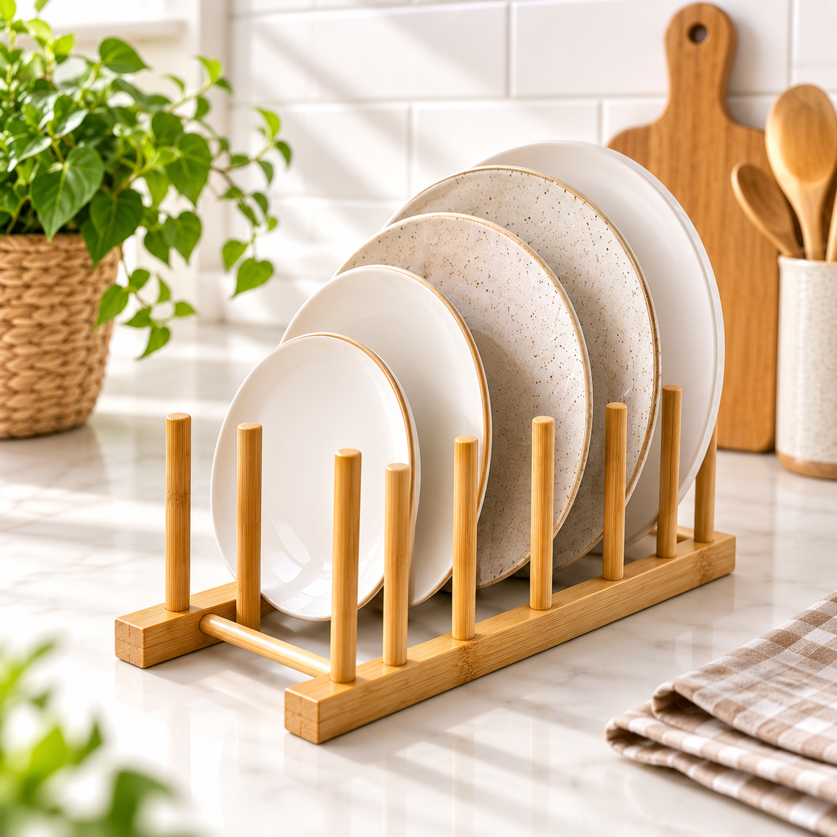30 cm Bambu Tezgah Üstü Tabaklık Düzenleyici