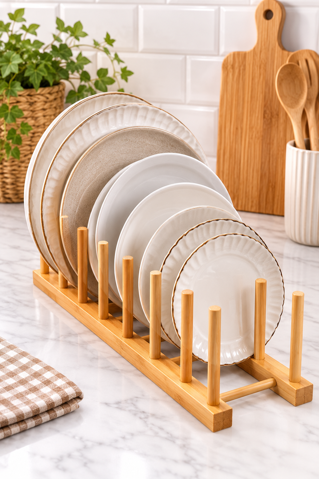 30 cm Bambu Tezgah Üstü Tabaklık Düzenleyici