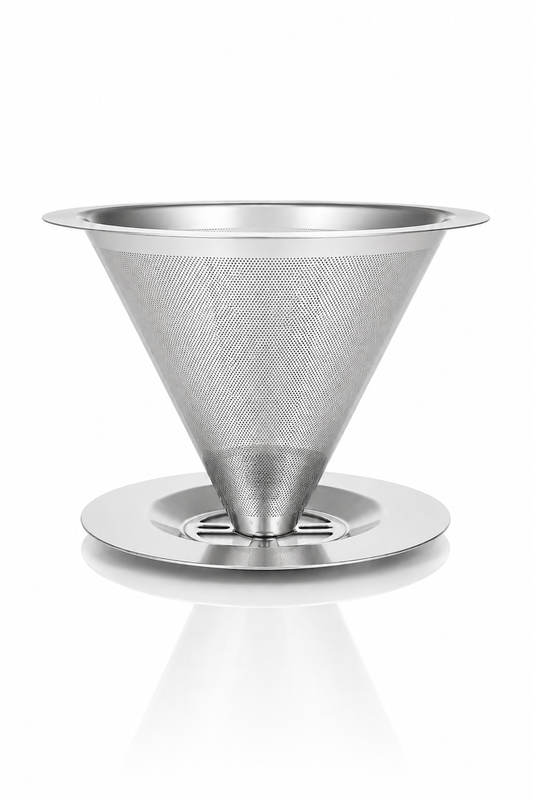 Metal Kahve Filtresi – Konik İnce Mesh Demleme Süzgeci – Tekrar Kullanılabilir Pour Over Kahve Demleme Aparatı