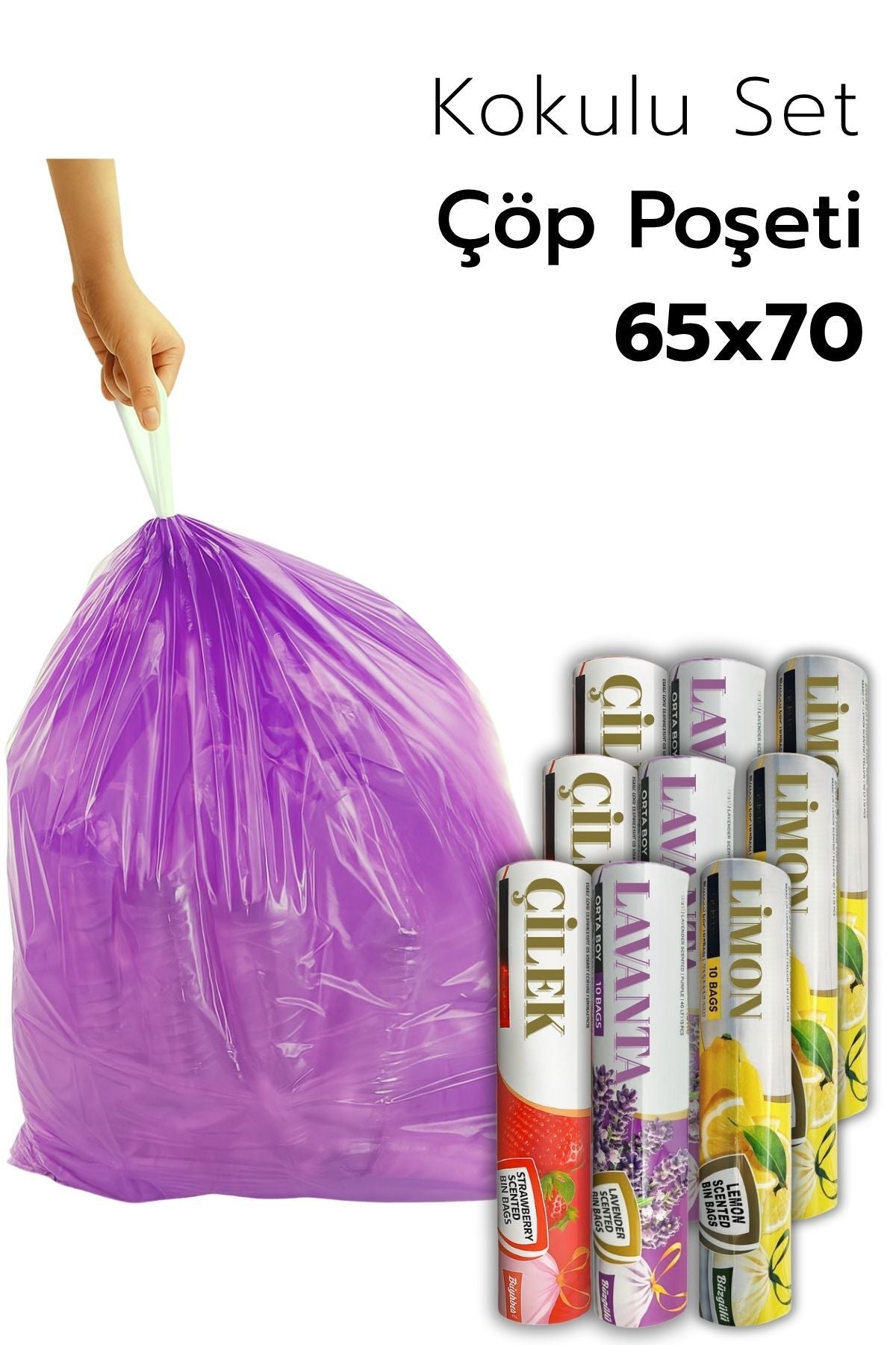 9 Rulo 90 Adet Çok Avantajlı Paket 65x70 Mega Boy Büzgüllü Çöp Torbası 60 Lt - | Çöp Poşeti