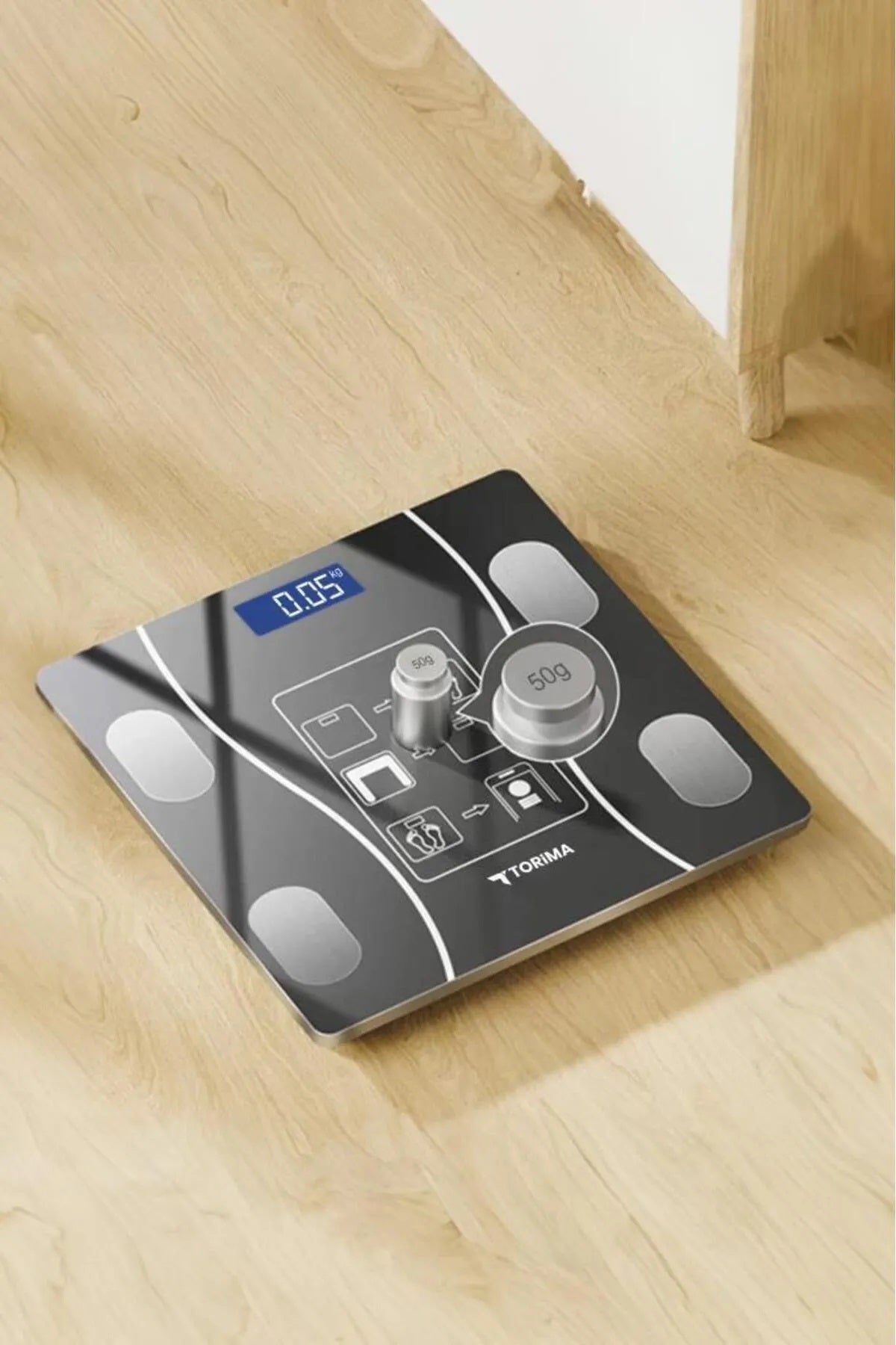 Akıllı Bluetooth Tartı | Vücut Analizli Dijital Baskül – 180 kg, LCD Ekran, Mobil Uyumlu