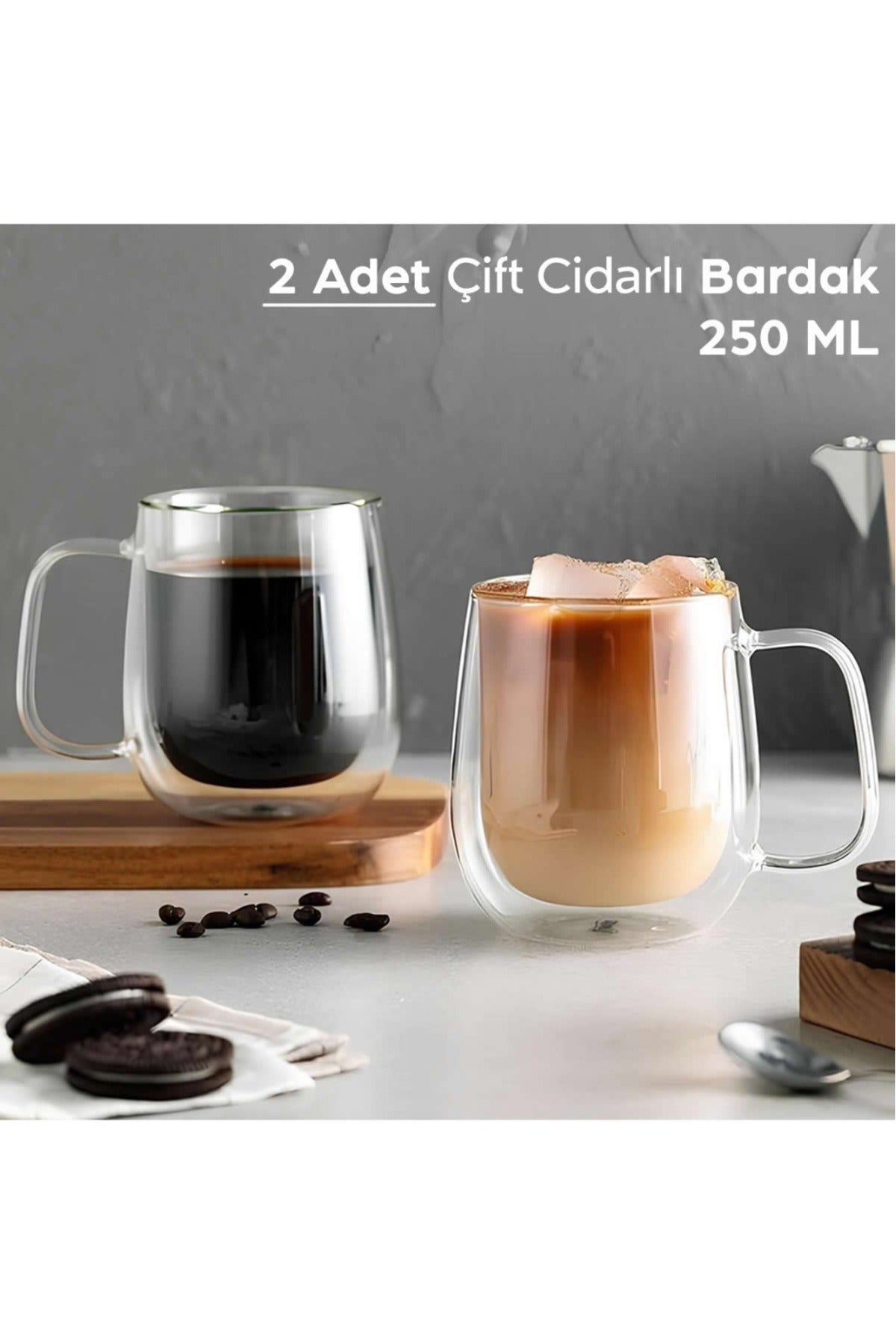 Berri 2 Adet Çift Cidarlı 250 ml Kahve Kupası Kupa Bardak