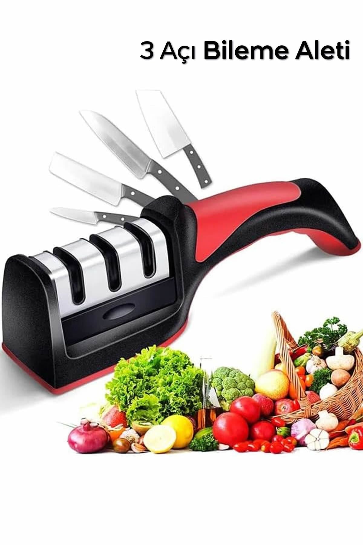 Bıçak Bileme Aleti 3 Aşamalı, 3 Açılı Bıçak Bileyici,Bıçak Keskinleştirmek İçin Pratik Mutfak Eşyası