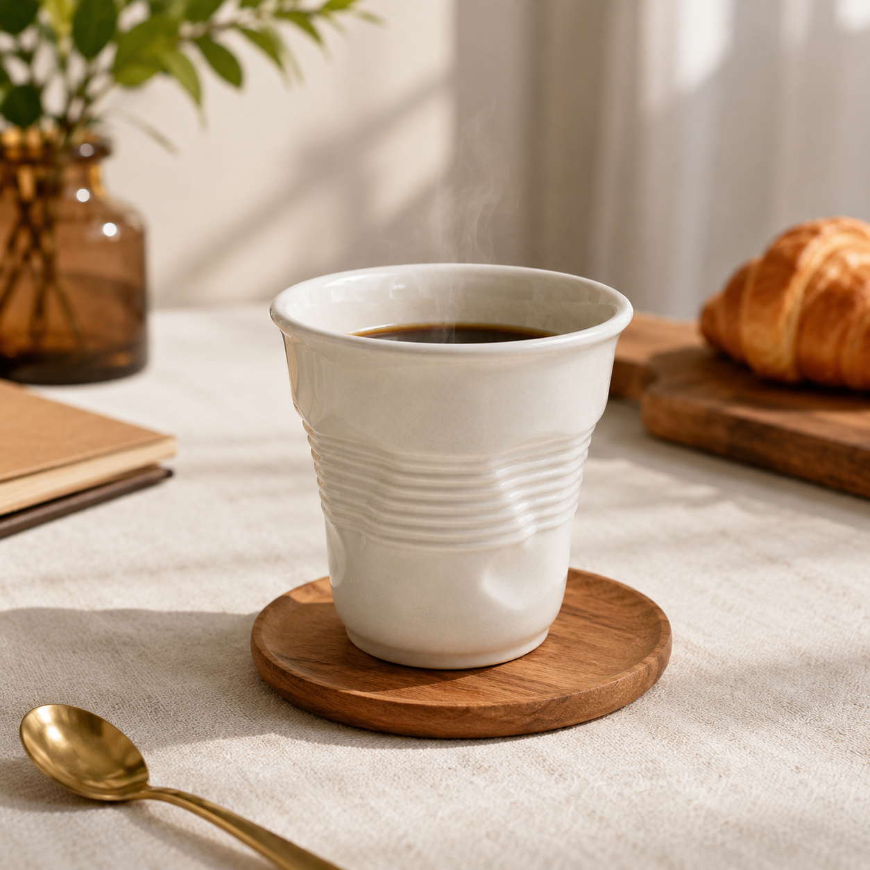 Buruşuk Kupa Fincan Seramik El Yapımı Tasarım Mug Kahve Bardağı - 1 Adet
