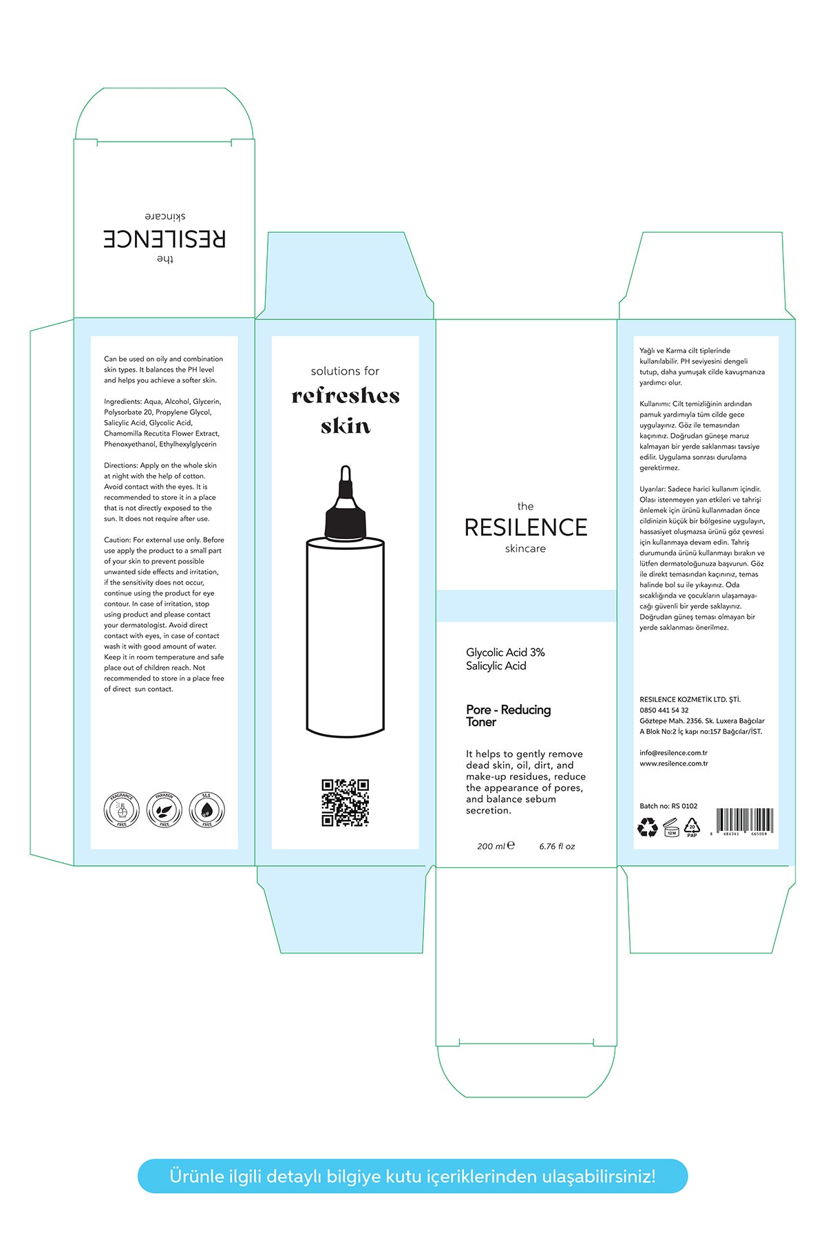 Canlandırıcı ve Gözenek Sıkılaştırıcı Tüm Ciltler İçin Glikolik Asit Tonik 200 ML