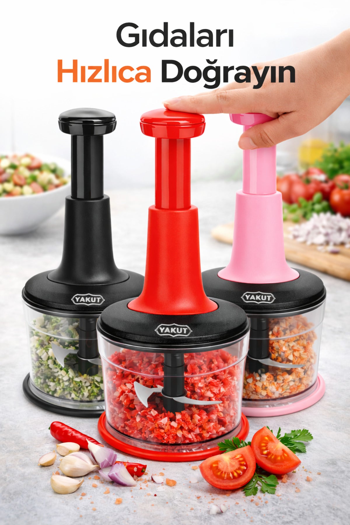 Çelik Bıçaklı Basmalı El Rondosu Karışık Renk | Rondo Blender