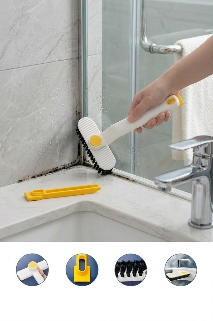 Çift İşlevli Lavabo Temizleme Fırçası Derz ve Köşe Temizleme Aparatlı Mutfak Banyo Temizlik Fırçası