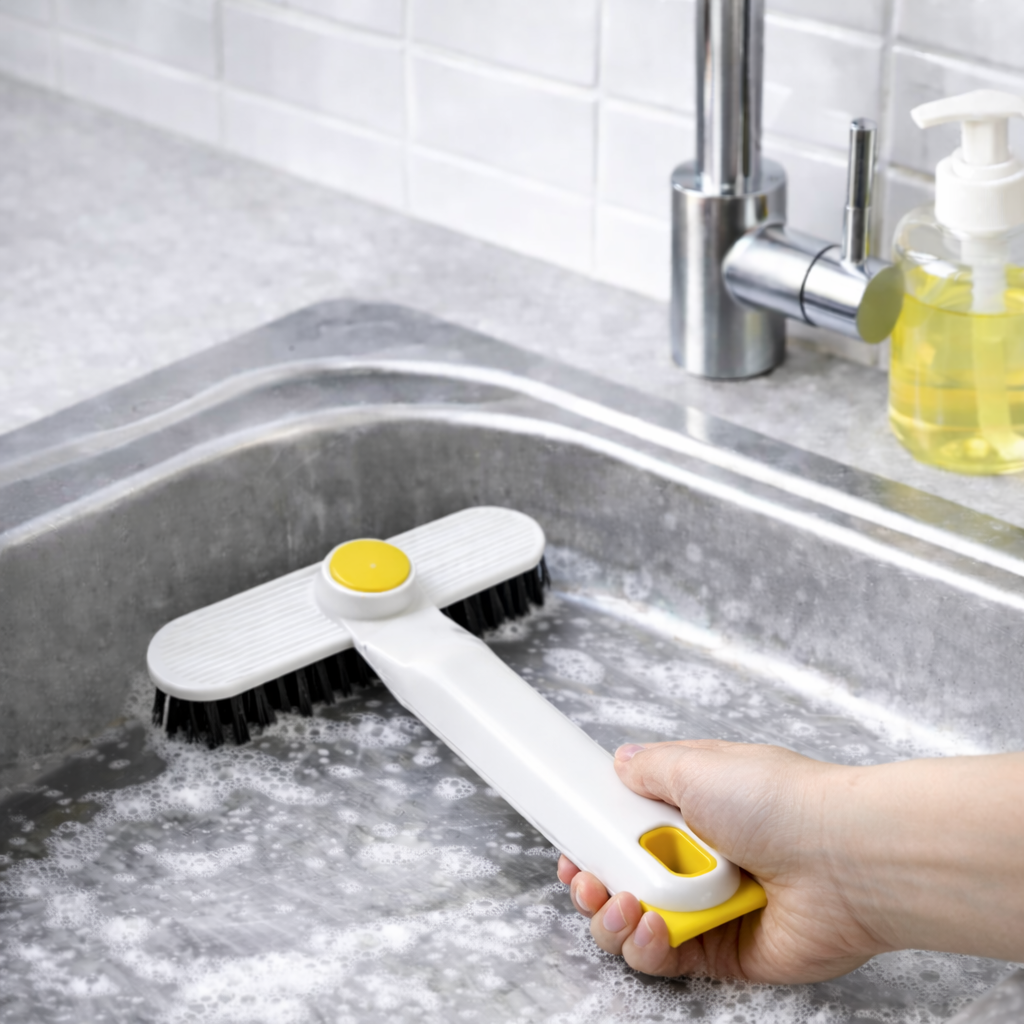 Çift İşlevli Lavabo Temizleme Fırçası Derz ve Köşe Temizleme Aparatlı Mutfak Banyo Temizlik Fırçası