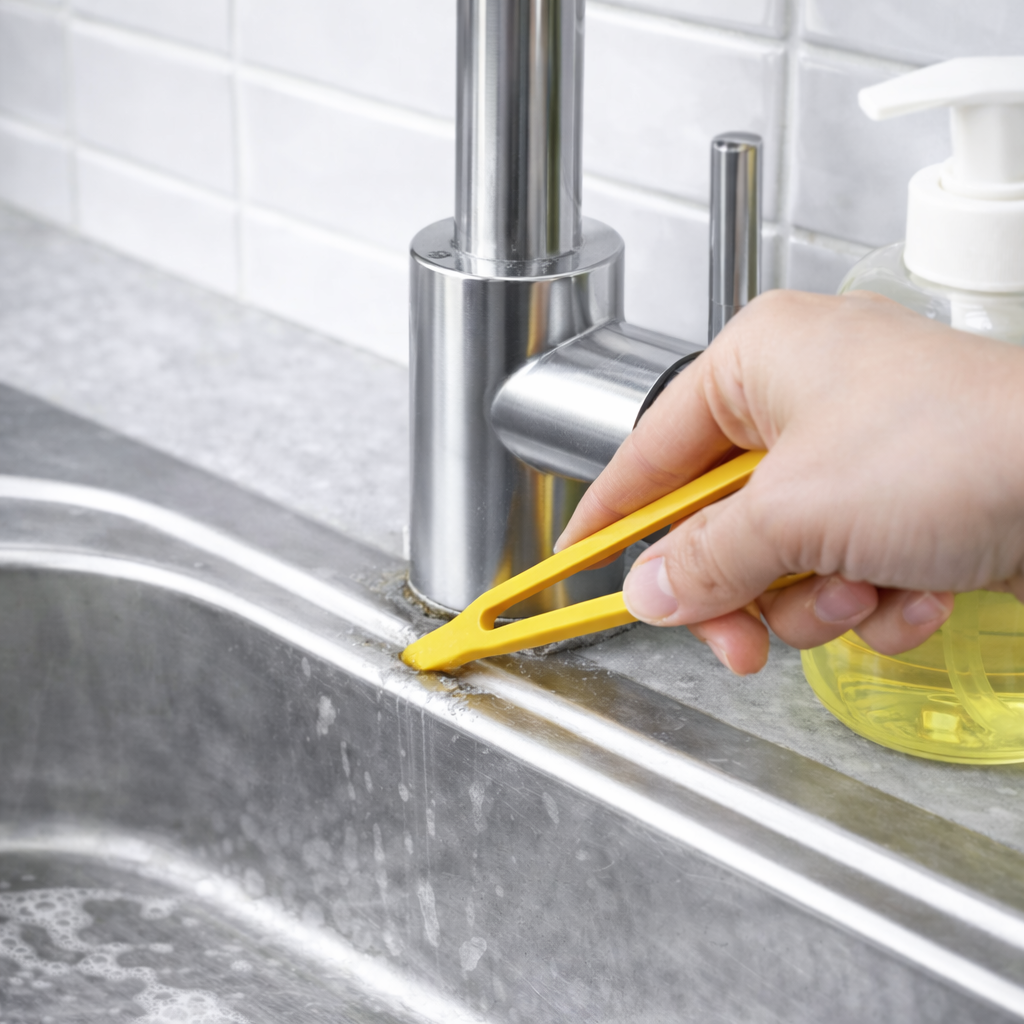 Çift İşlevli Lavabo Temizleme Fırçası Derz ve Köşe Temizleme Aparatlı Mutfak Banyo Temizlik Fırçası