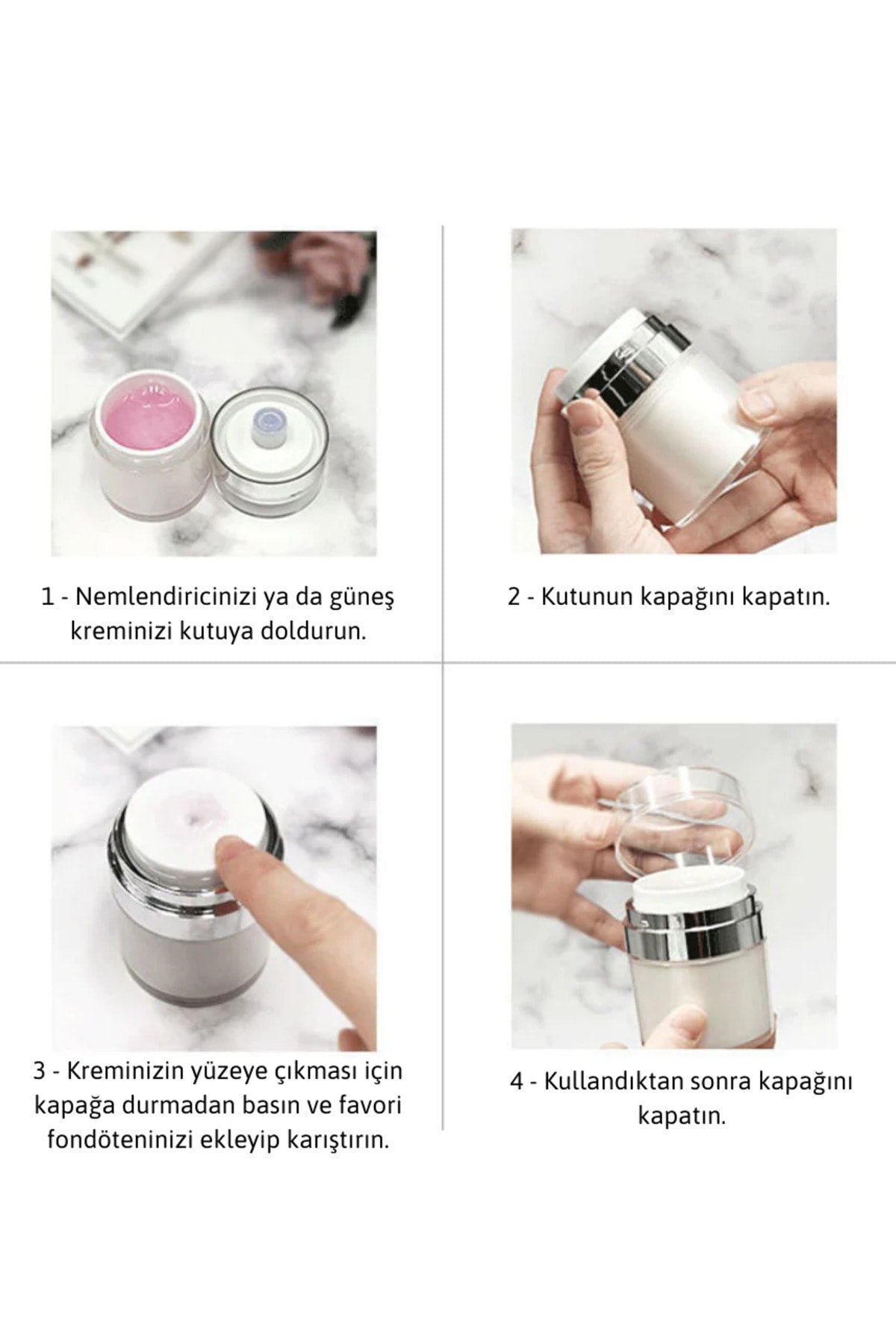 Doldurulabilir Pompalı Krem Kutusu 30ml