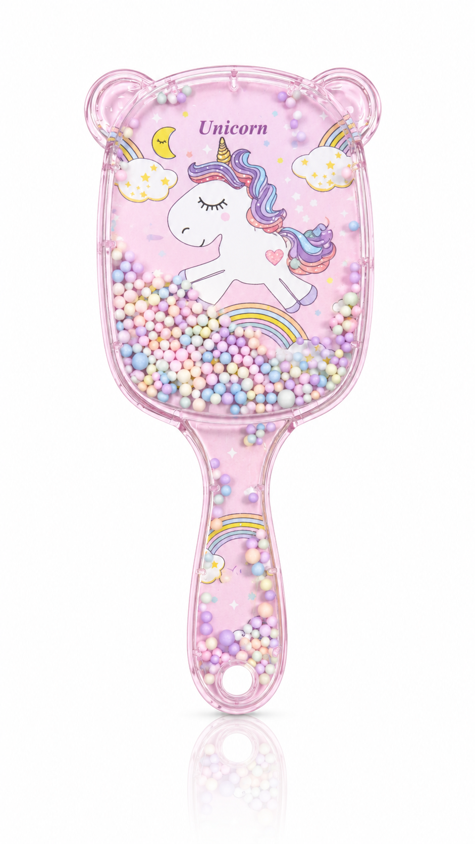 Unicorn Desenli Çocuk Saç Tarağı | Boncuklu Dolaşık Açıcı Saç Fırçası | Kız Çocuk Tarak