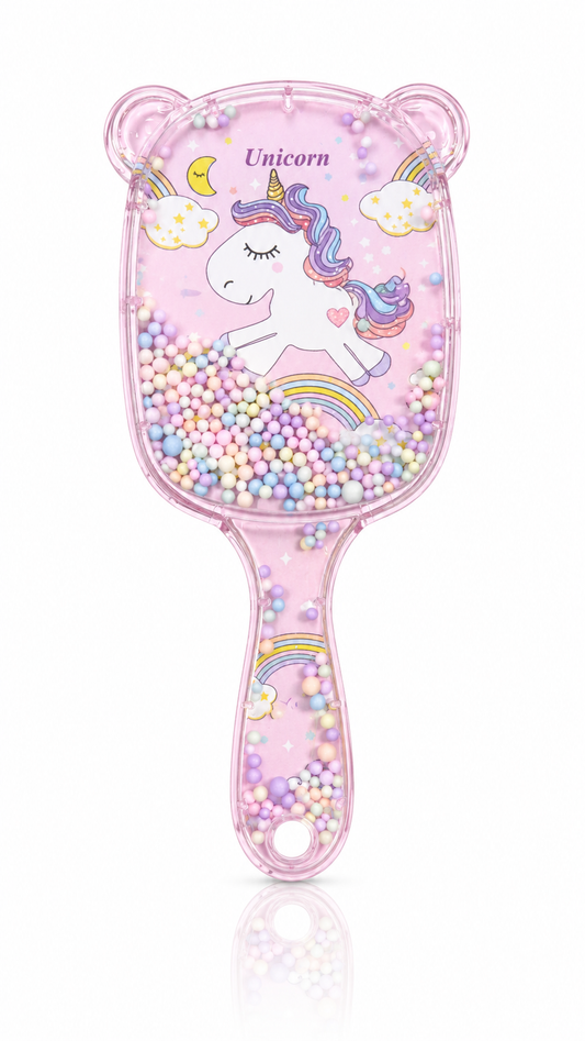 Unicorn Desenli Çocuk Saç Tarağı | Boncuklu Dolaşık Açıcı Saç Fırçası | Kız Çocuk Tarak