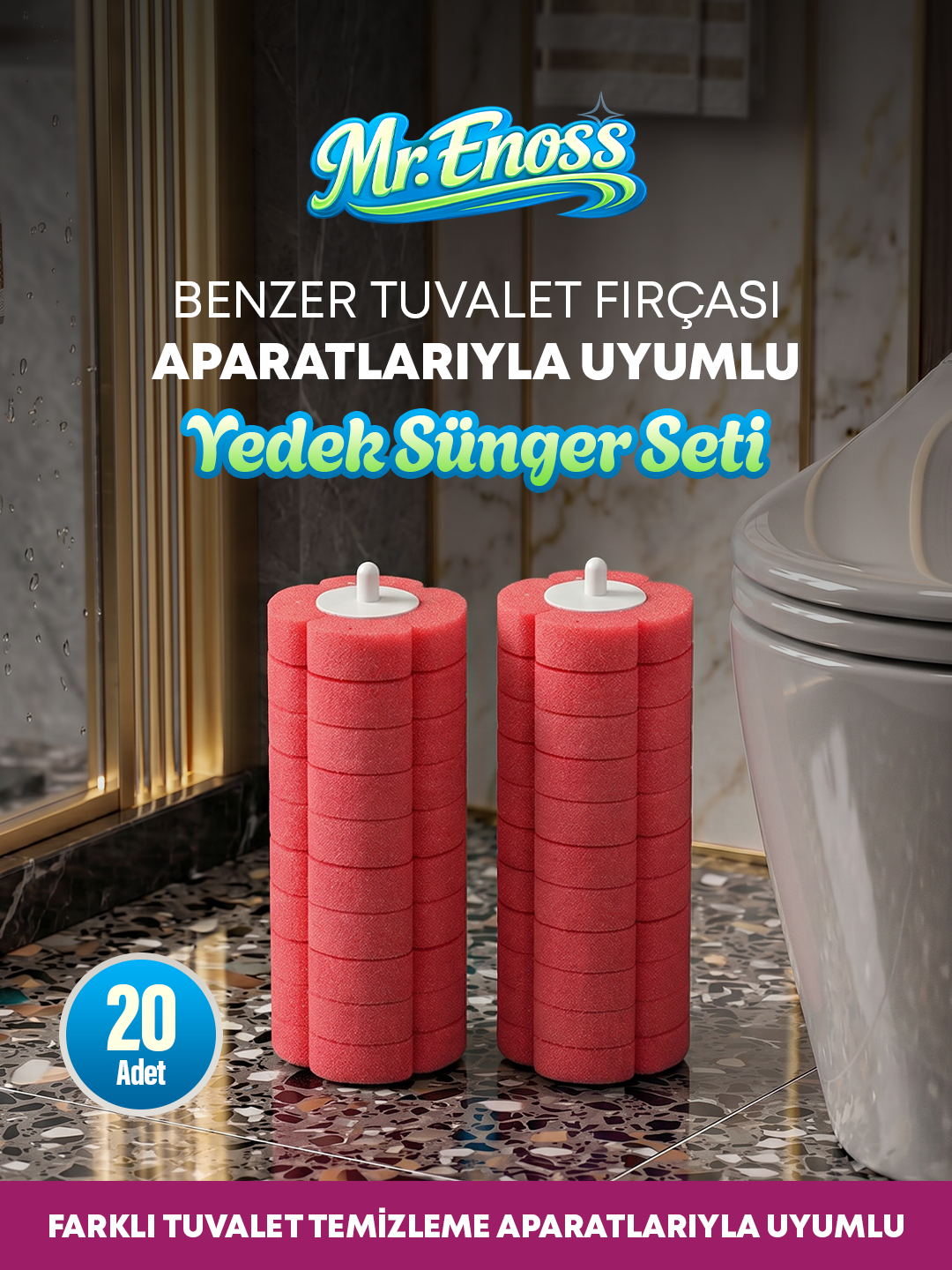 Lavanta Kokulu 20 Adet Köpüren Yedek Sünger Kullan At - ( Mekanızma Dahil Değildir)