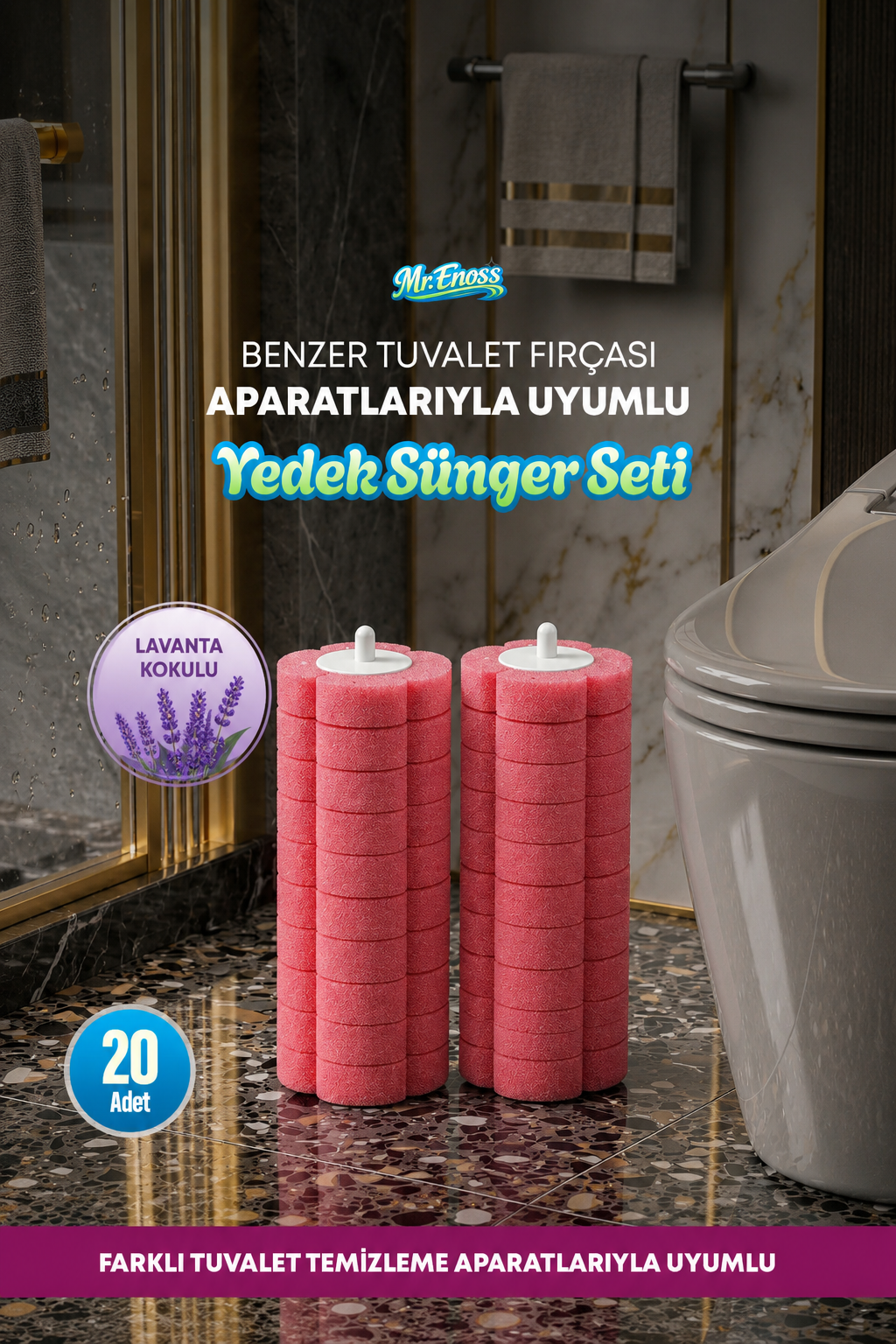 Lavanta Kokulu 20 Adet Köpüren Yedek Sünger Kullan At - ( Mekanızma Dahil Değildir)