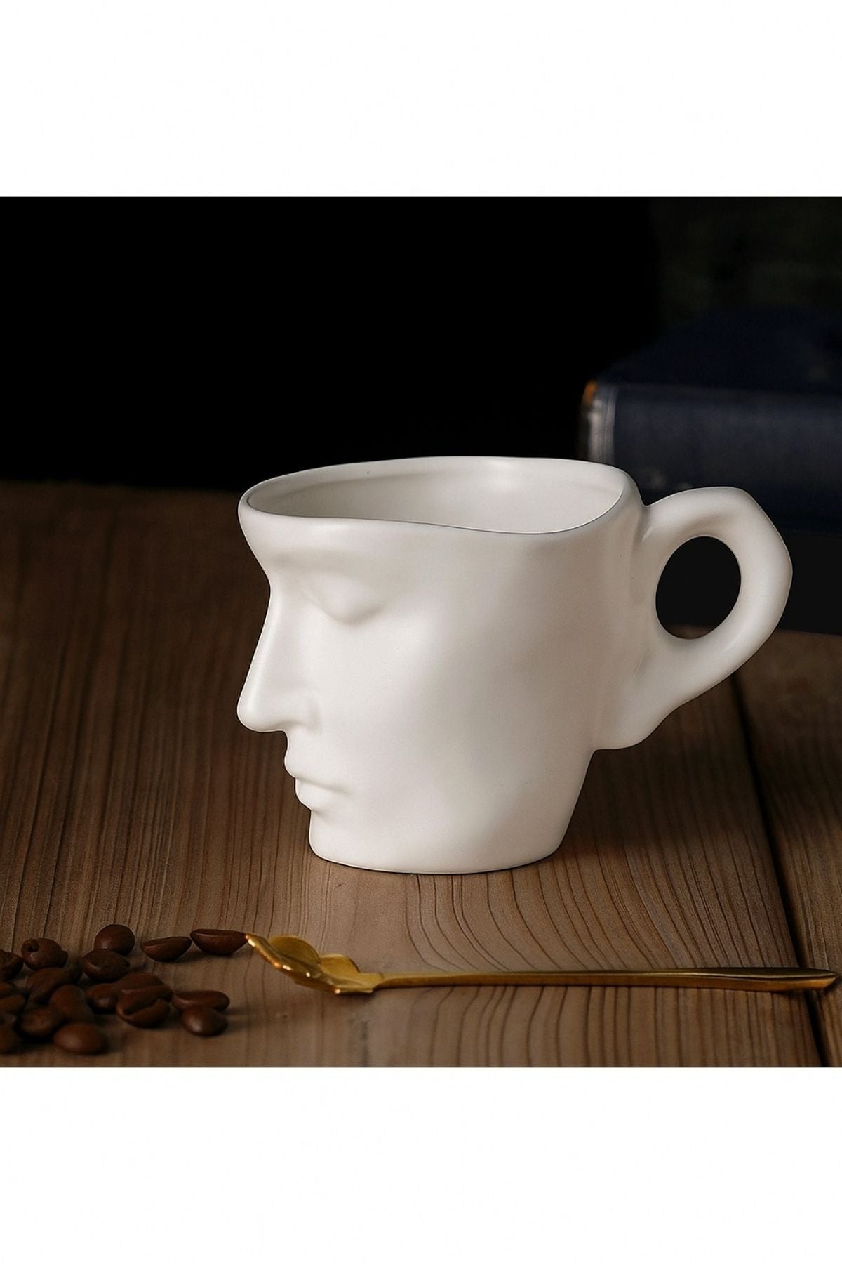 Lea Seramik Kahve Kupa 260 ml – Estetik Yüz Formlu Minimal Tasarım