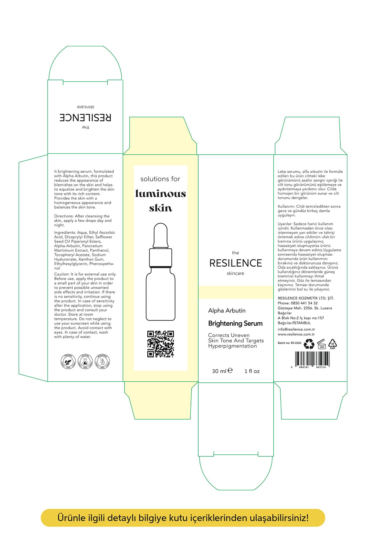 Leke Karşıtı Alpha Arbutin Cilt Bakım Serumu 30 ML Brightening Serum