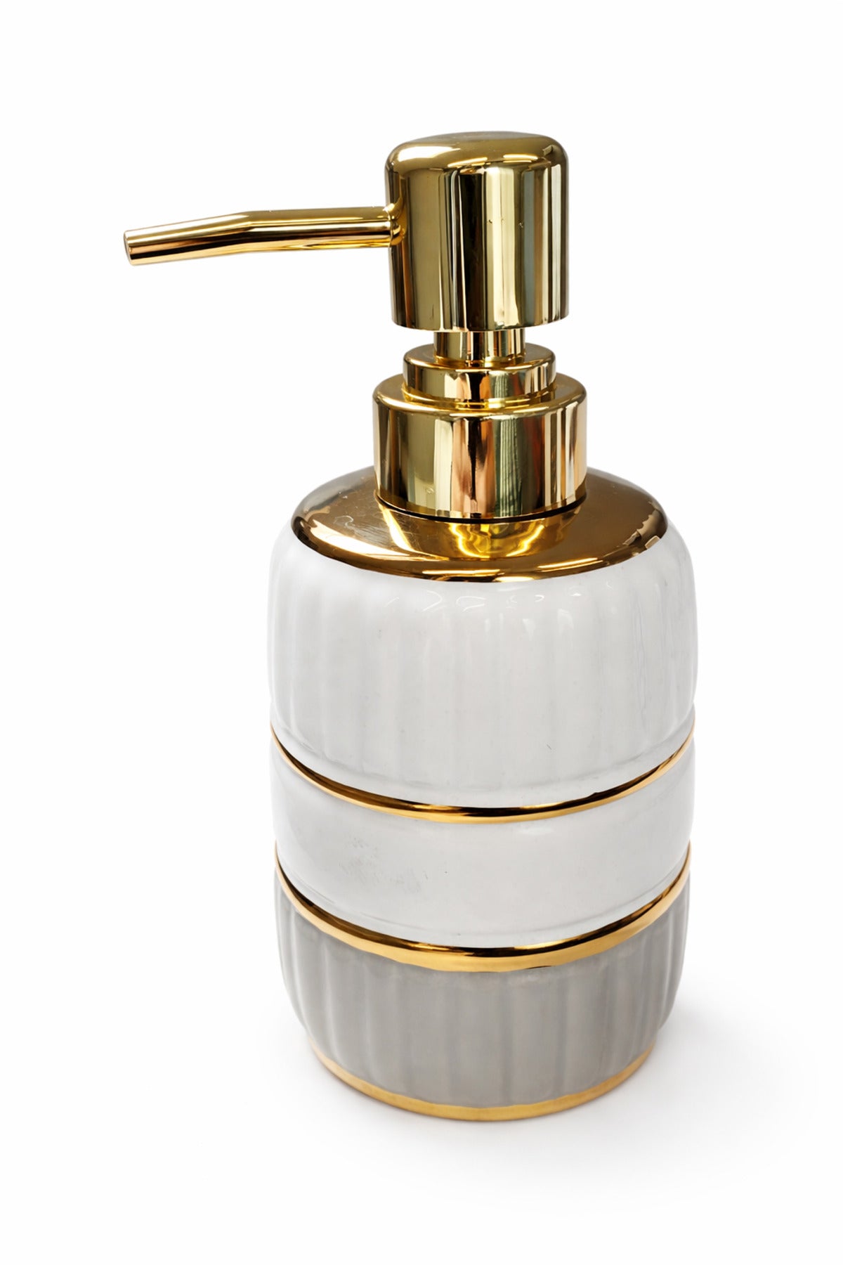 LİNEA Gold Detaylı Porselen Sıvı Sabunluk | Banyo & Lavabo İçin Şık ve Dayanıklı
