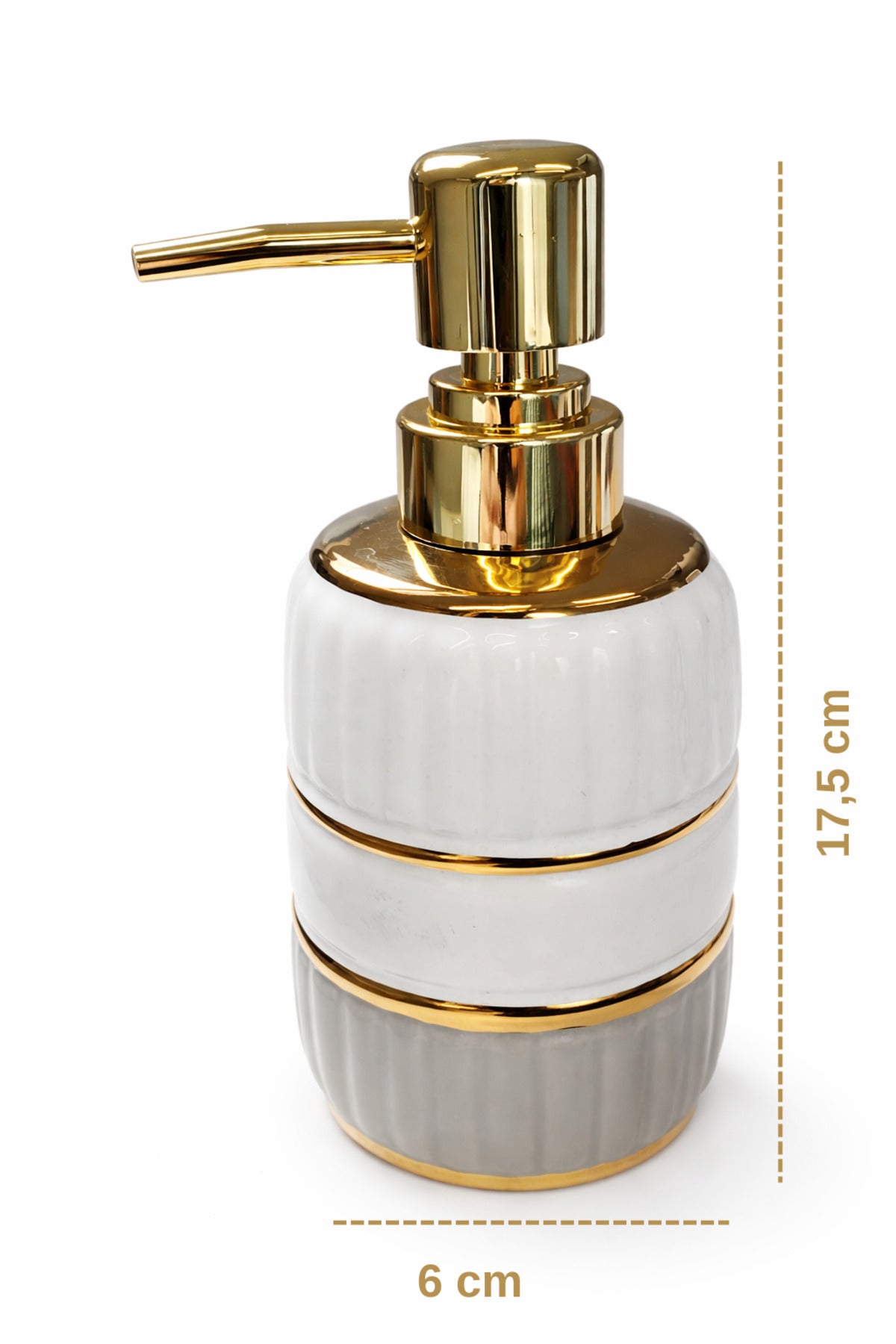 LİNEA Gold Detaylı Porselen Sıvı Sabunluk | Banyo & Lavabo İçin Şık ve Dayanıklı