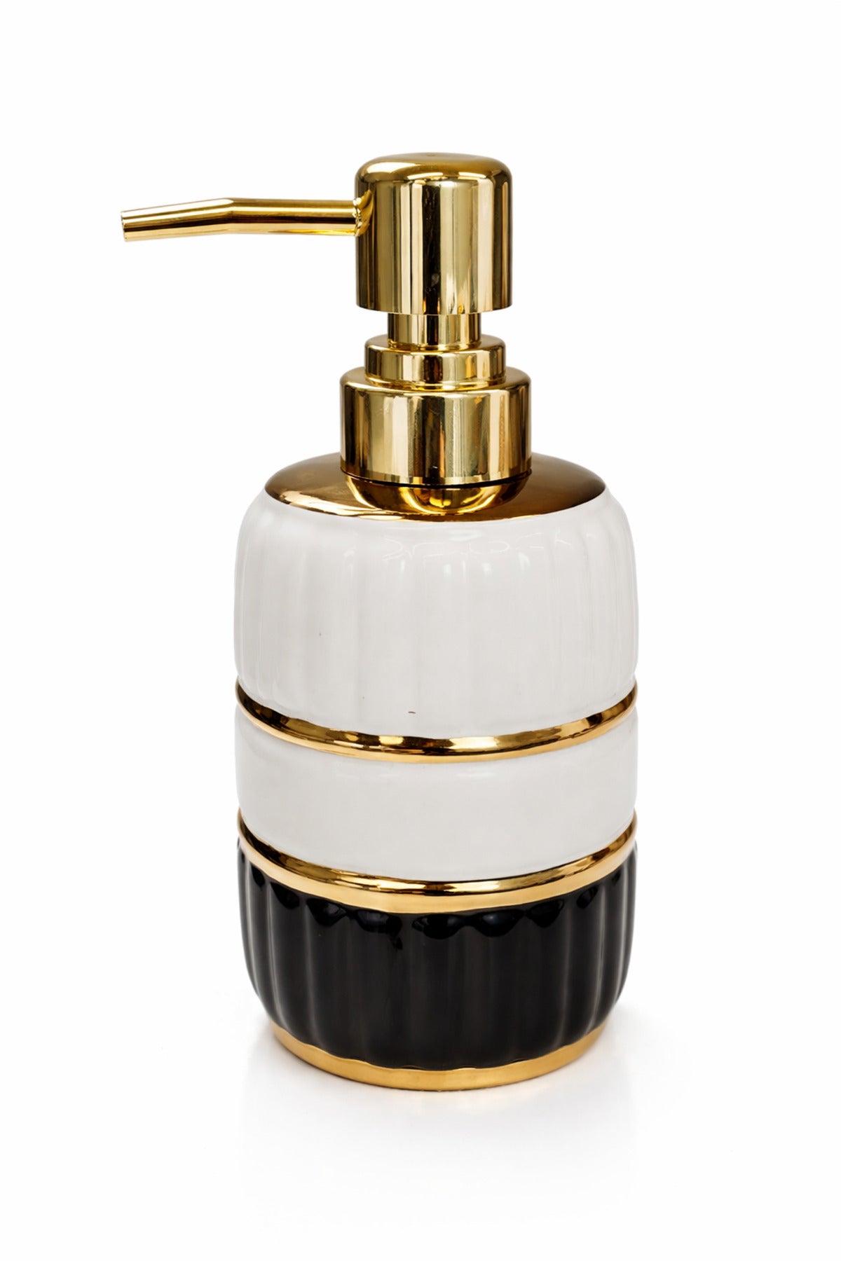 LİNEA Gold Detaylı Porselen Sıvı Sabunluk | Banyo & Lavabo İçin Şık ve Dayanıklı