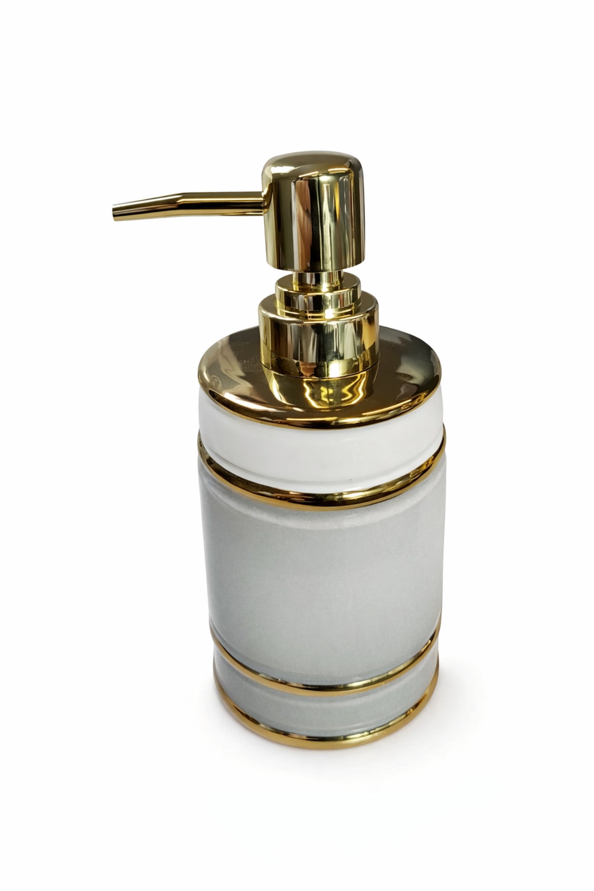 MONA Gold Detaylı Porselen Sıvı Sabunluk – Modern Banyo & Mutfak Aksesuarı