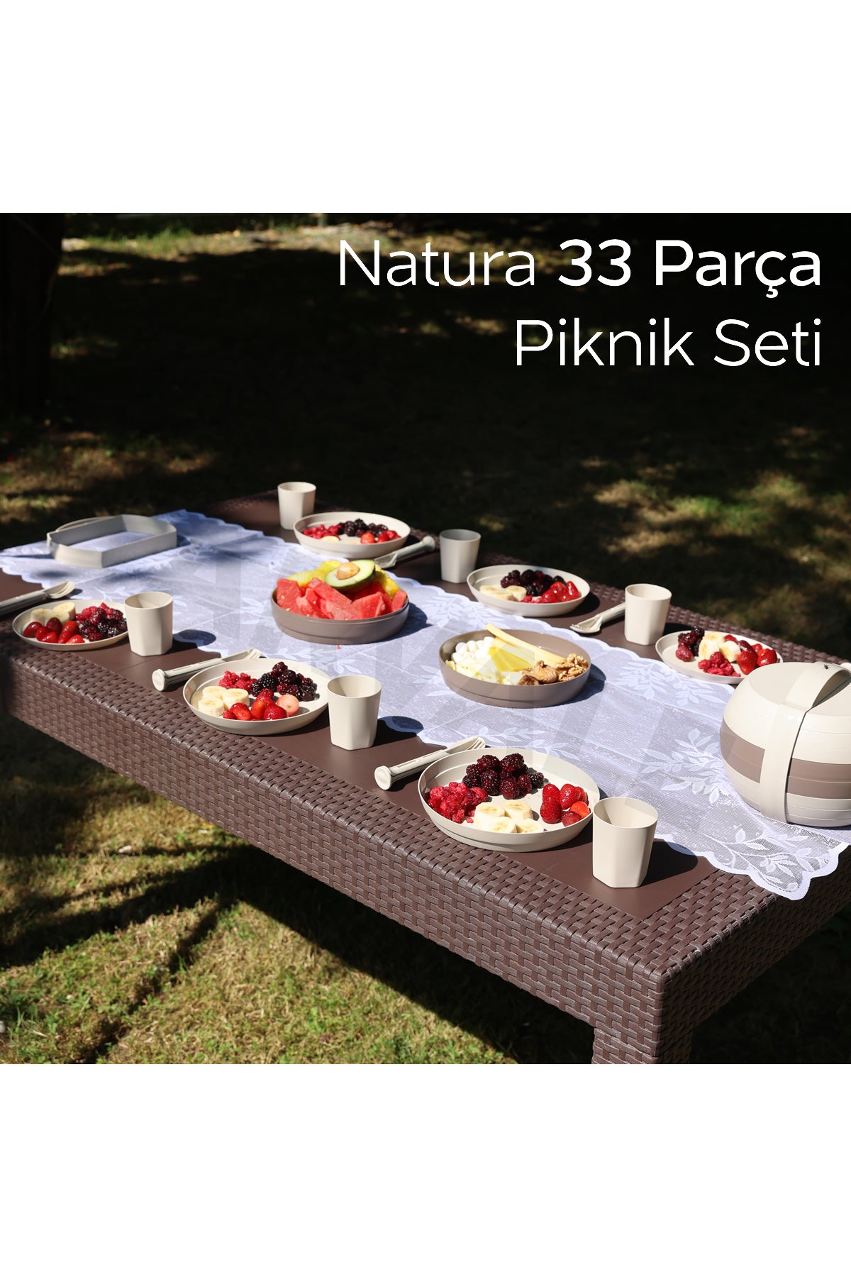 Natura 33 Parça Modüler Piknik Seti | Bardak, Tabak, Çatal Kaşık Bıçak – Taşınabilir Kompakt Tasarım