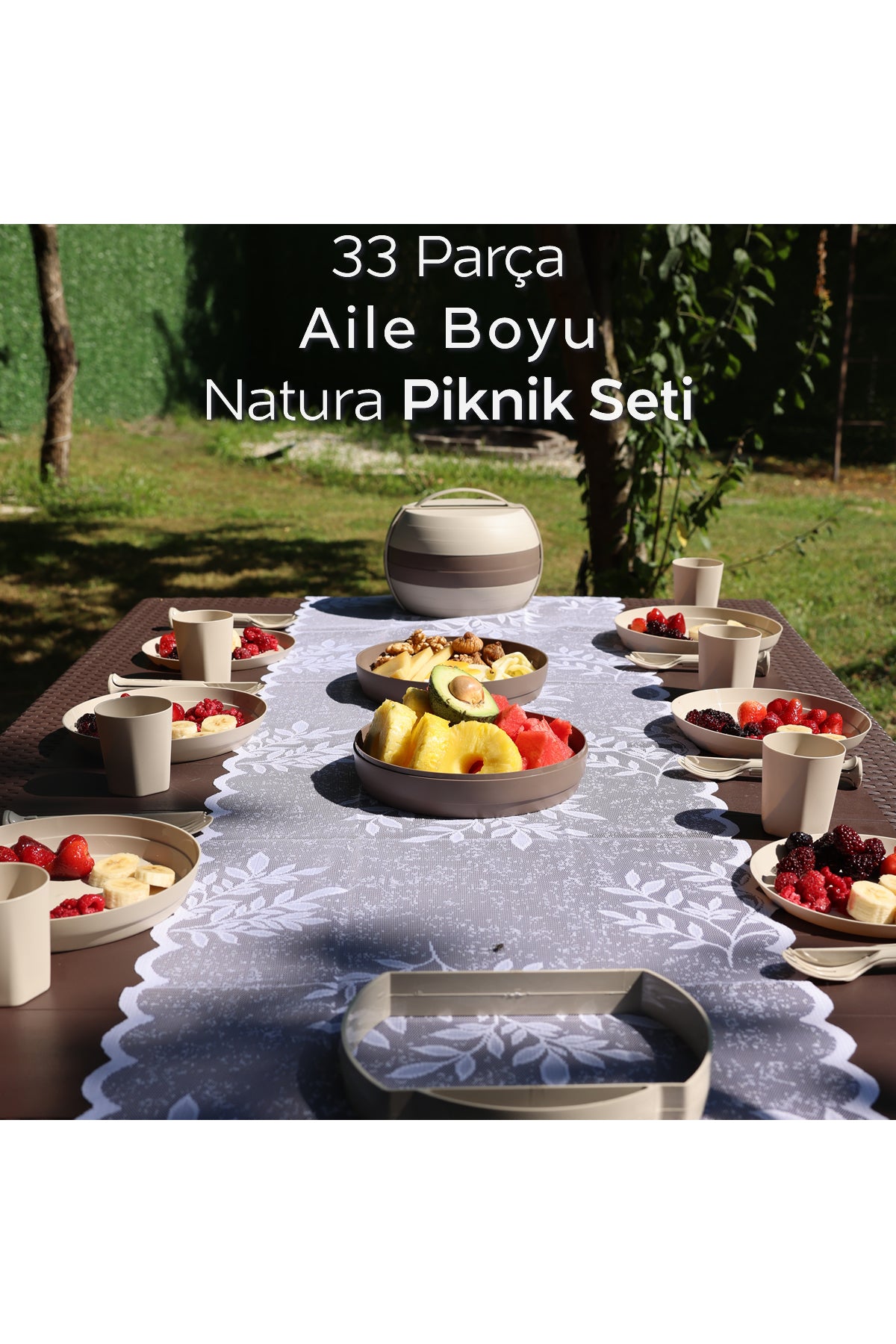 Natura 33 Parça Modüler Piknik Seti | Bardak, Tabak, Çatal Kaşık Bıçak – Taşınabilir Kompakt Tasarım