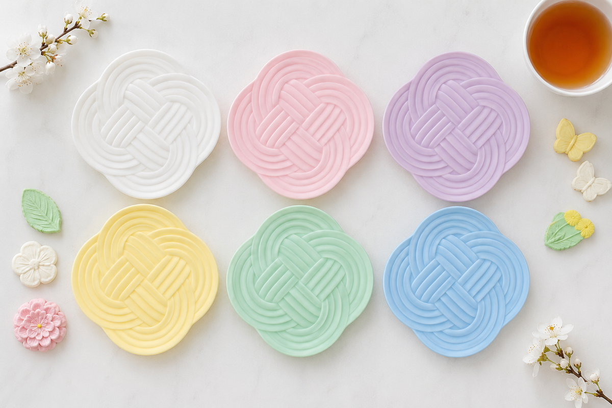 Özel Üretim Riki 6 Adet Pasta Tabağı 18,5 Cm Japon Örgü Tasarım Mikrodalgada Kullanılabilir