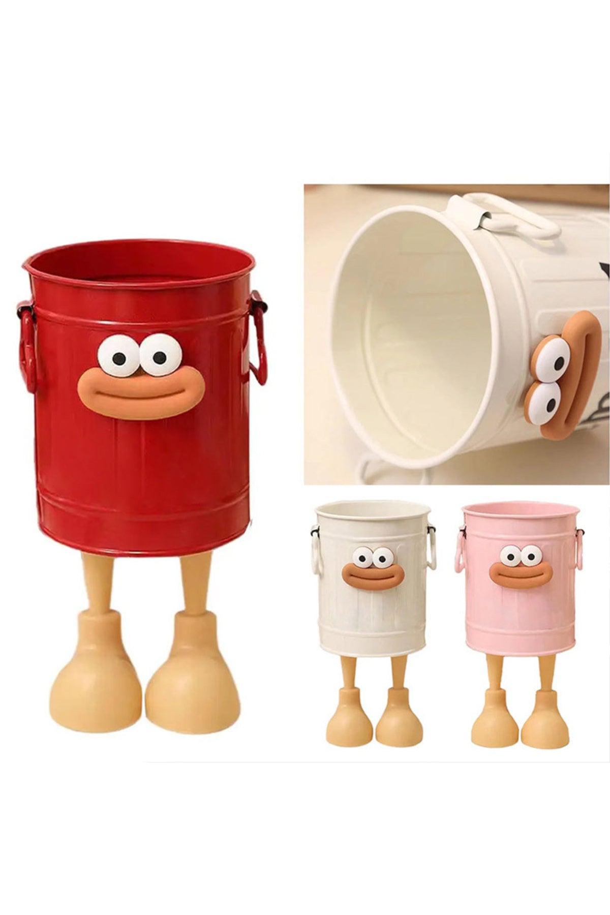 PEMBE Gosi 1 Adet Özel Tasarım Ayaklı Pörtlek Gözlü Plastik Organizer Kalemlik Makyaj Kutusu Düzenleyici