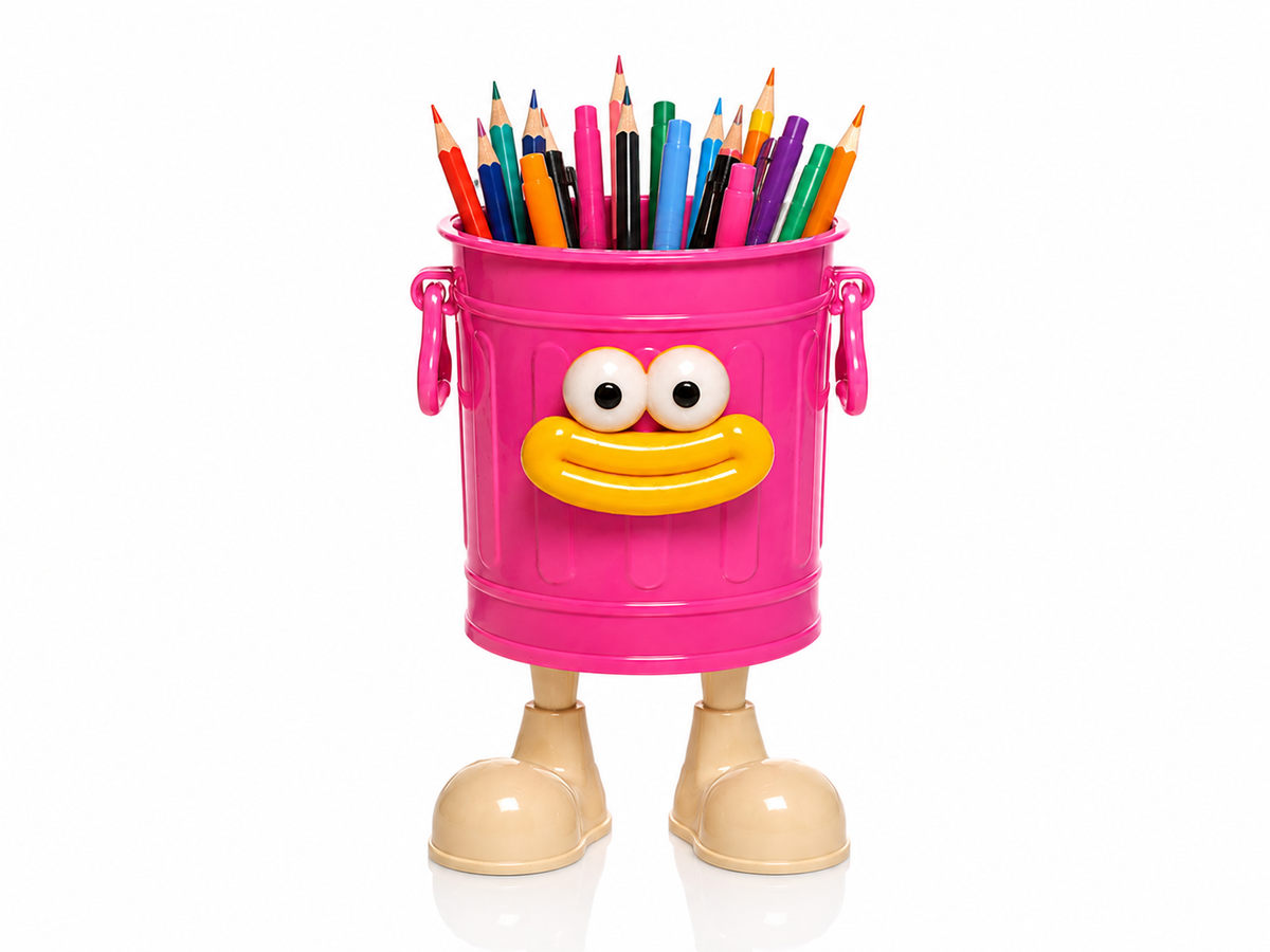 PEMBE Gosi 1 Adet Özel Tasarım Ayaklı Pörtlek Gözlü Plastik Organizer Kalemlik Makyaj Kutusu Düzenleyici