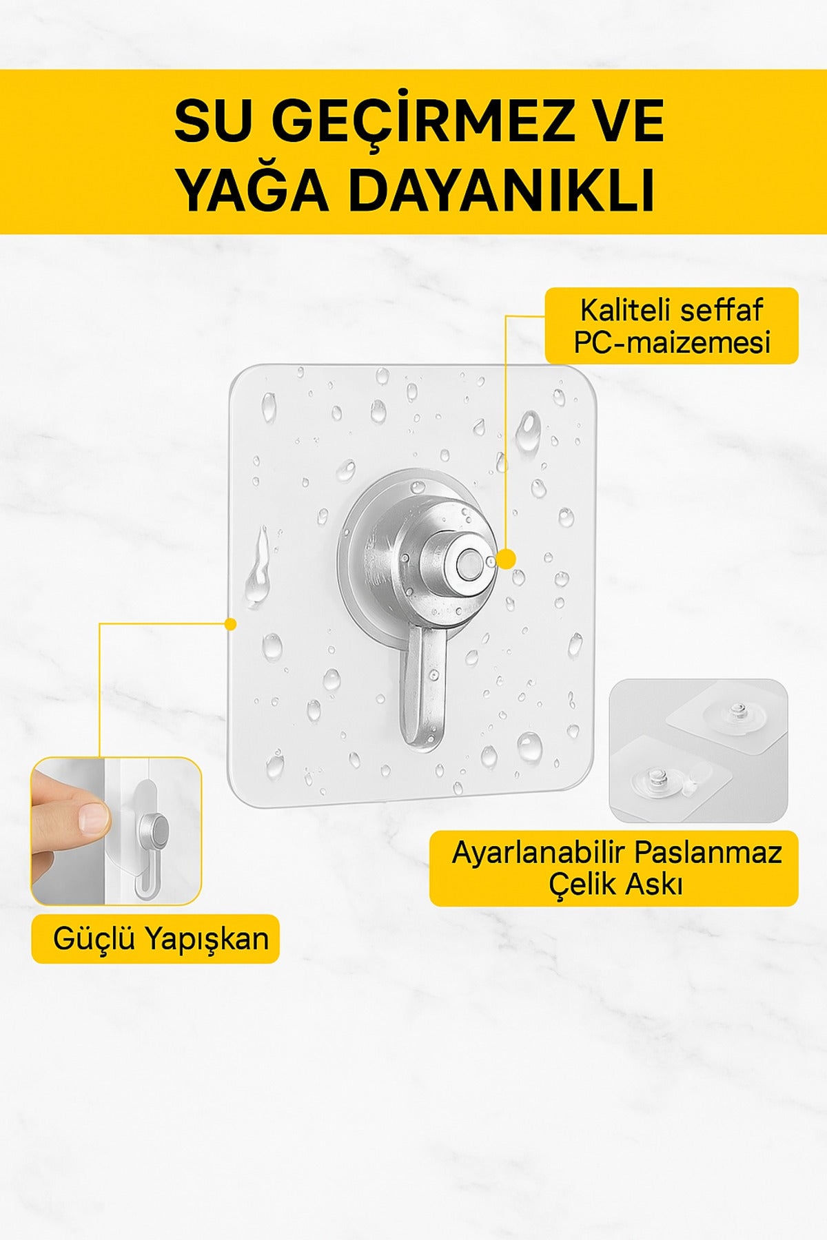 Pratik 1 Adet Güçlü Yapışkanlı Duvar Vidası Matkap Delme Yok - Elbise Çervece Askısı Çivi