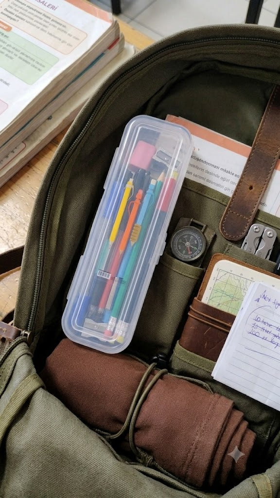 Şeffaf Kalem Kutusu Kilitli Plastik Kalemlik Organizer – Kırtasiye Saklama Kutusu-3 Adet