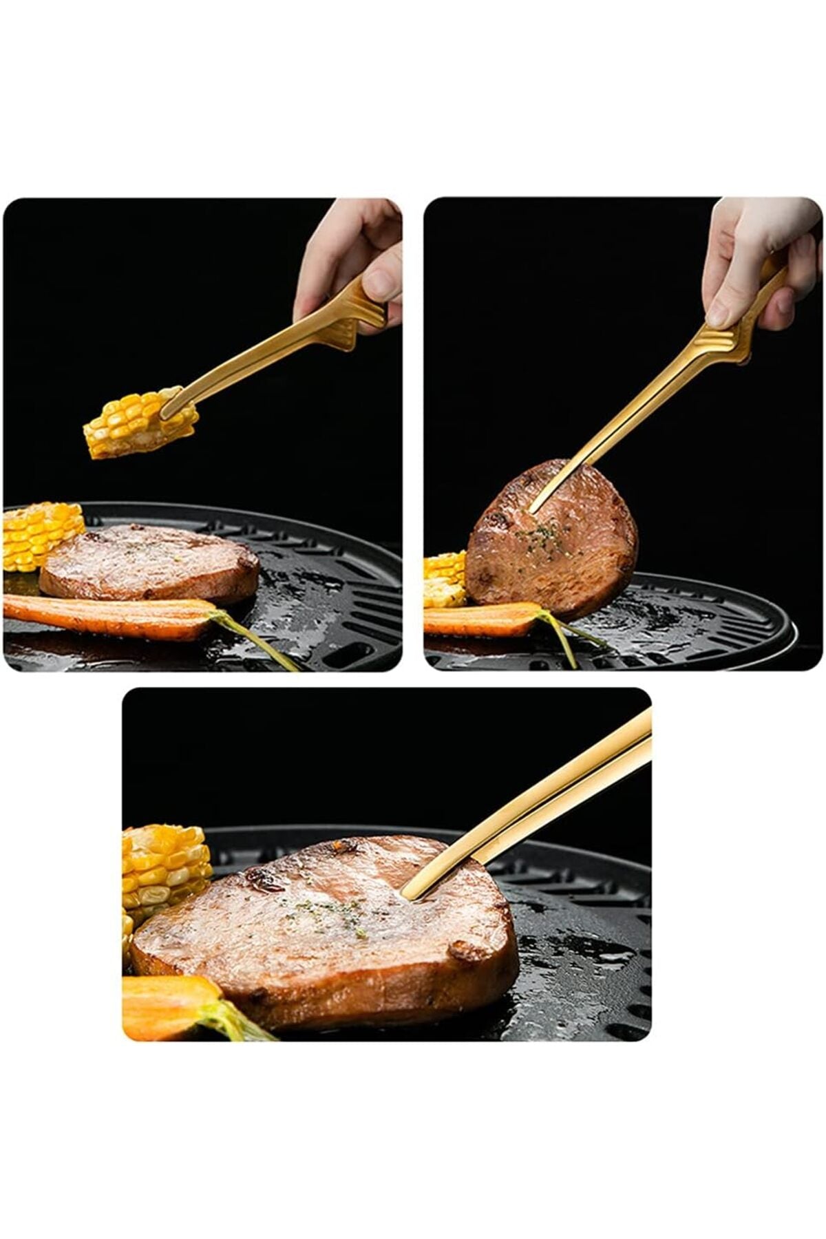 Sihirli Şef Cımbız Maşası Hijyenik - Yere Temas Etmez Kirletmez Özellikli 23 Cm - Gümüş
