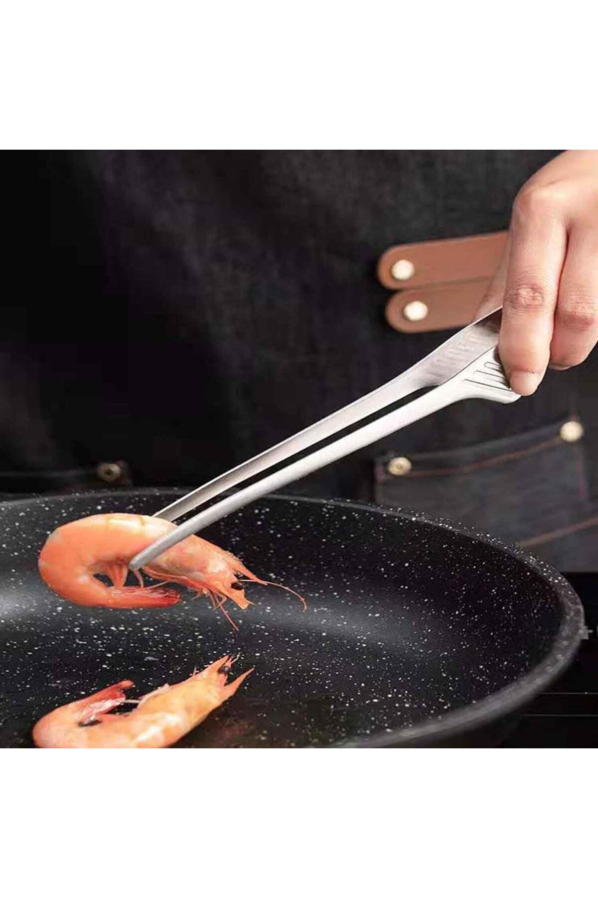 Sihirli Şef Cımbız Maşası Hijyenik - Yere Temas Etmez Kirletmez Özellikli 23 Cm - Gümüş