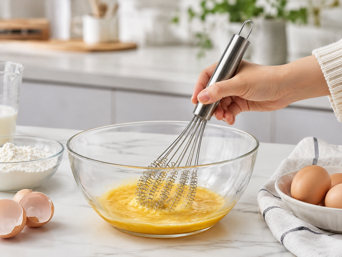 Metal Spiral Çırpıcı – Ergonomik Saplı Yumurta, Krema, Sos ve Hamur Karıştırıcı Mutfak Çırpıcısı
