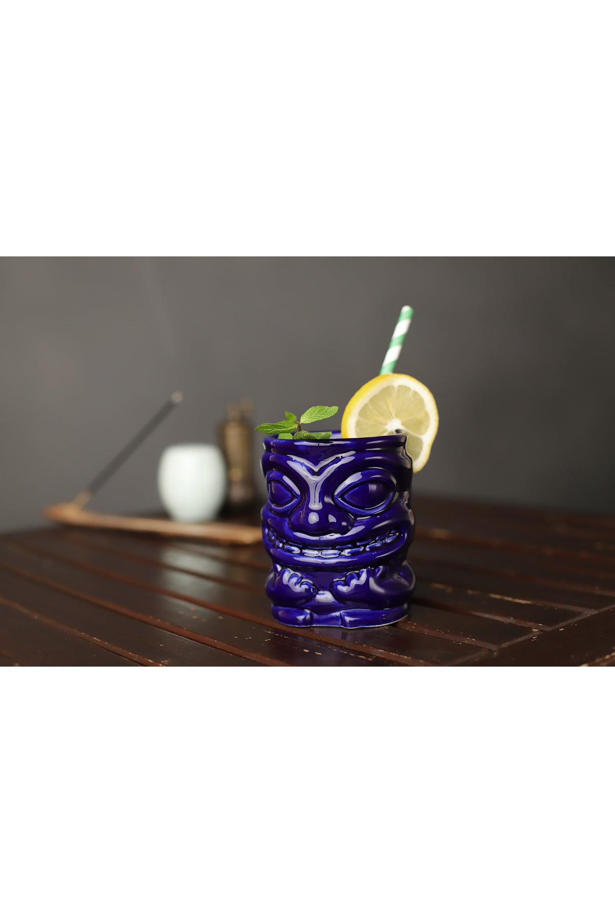 Tiki Kokteyl Ve Meşrubat Bardağı Kulplu 350 ml Kobalt ( Lacivert) Kupa B3