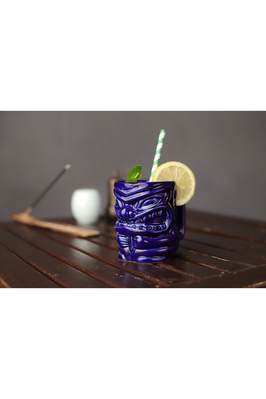 Tiki Kokteyl Ve Meşrubat Bardağı Kulplu 350 ml Lacivert Kupa C3