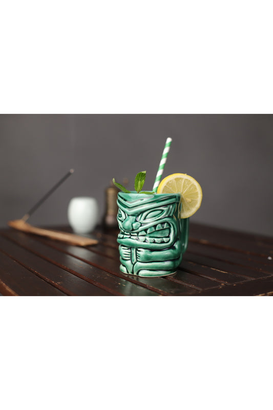 Tiki Kokteyl Ve Meşrubat Bardağı Kulplu 350 ml Yeşil Kupa C5