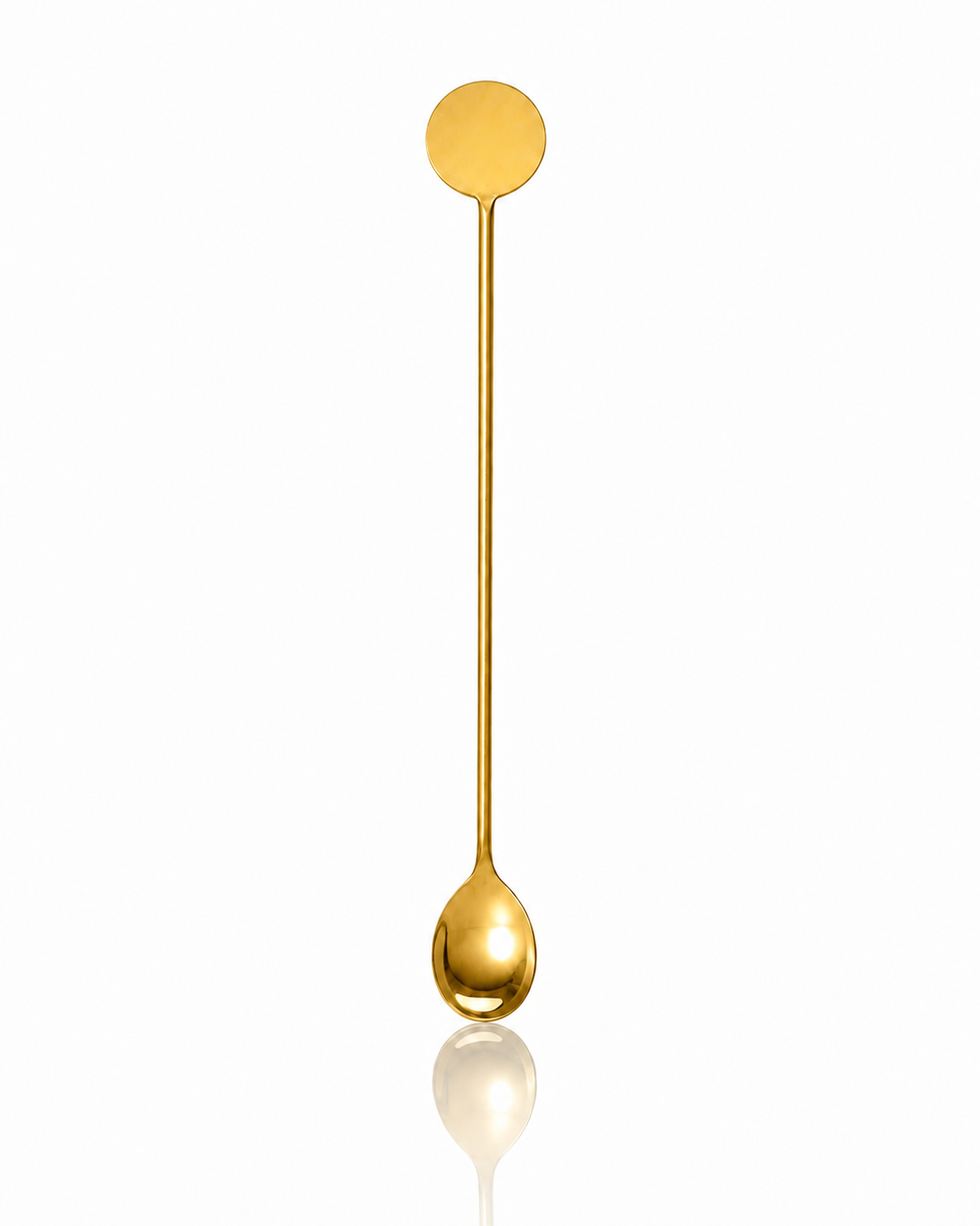Uzun Saplı Gold Karıştırma Kaşığı – Yuvarlak Uçlu Kokteyl, Kahve, Latte ve Soğuk İçecek Kaşığı