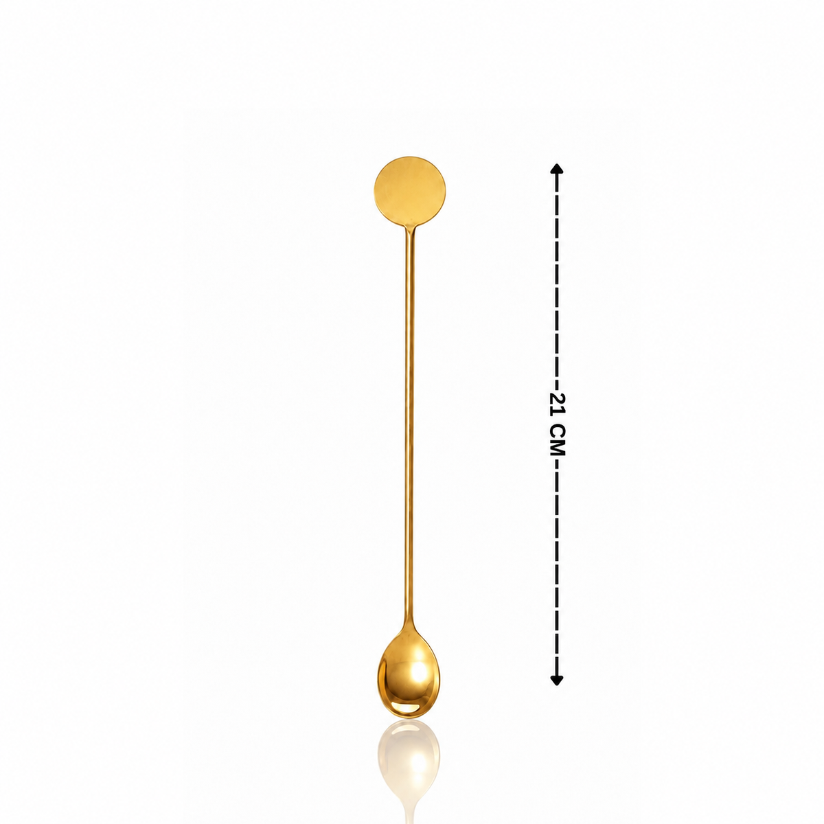 Uzun Saplı Gold Karıştırma Kaşığı – Yuvarlak Uçlu Kokteyl, Kahve, Latte ve Soğuk İçecek Kaşığı