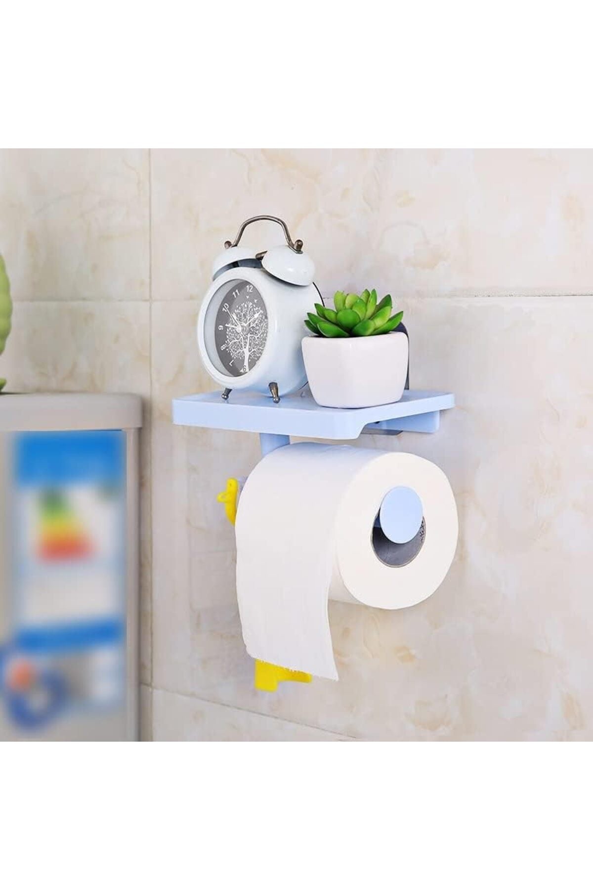 Yapışkanlı Kapaklı Tuvalet Kağıdı Askısı Banyo Tuvalet Kağıtlığı Aparatı Peçetelik Organizer Plastik