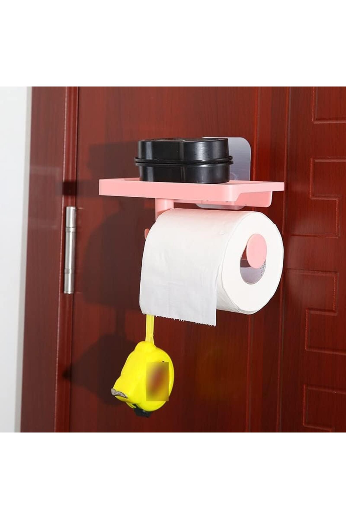 Yapışkanlı Kapaklı Tuvalet Kağıdı Askısı Banyo Tuvalet Kağıtlığı Aparatı Peçetelik Organizer Plastik